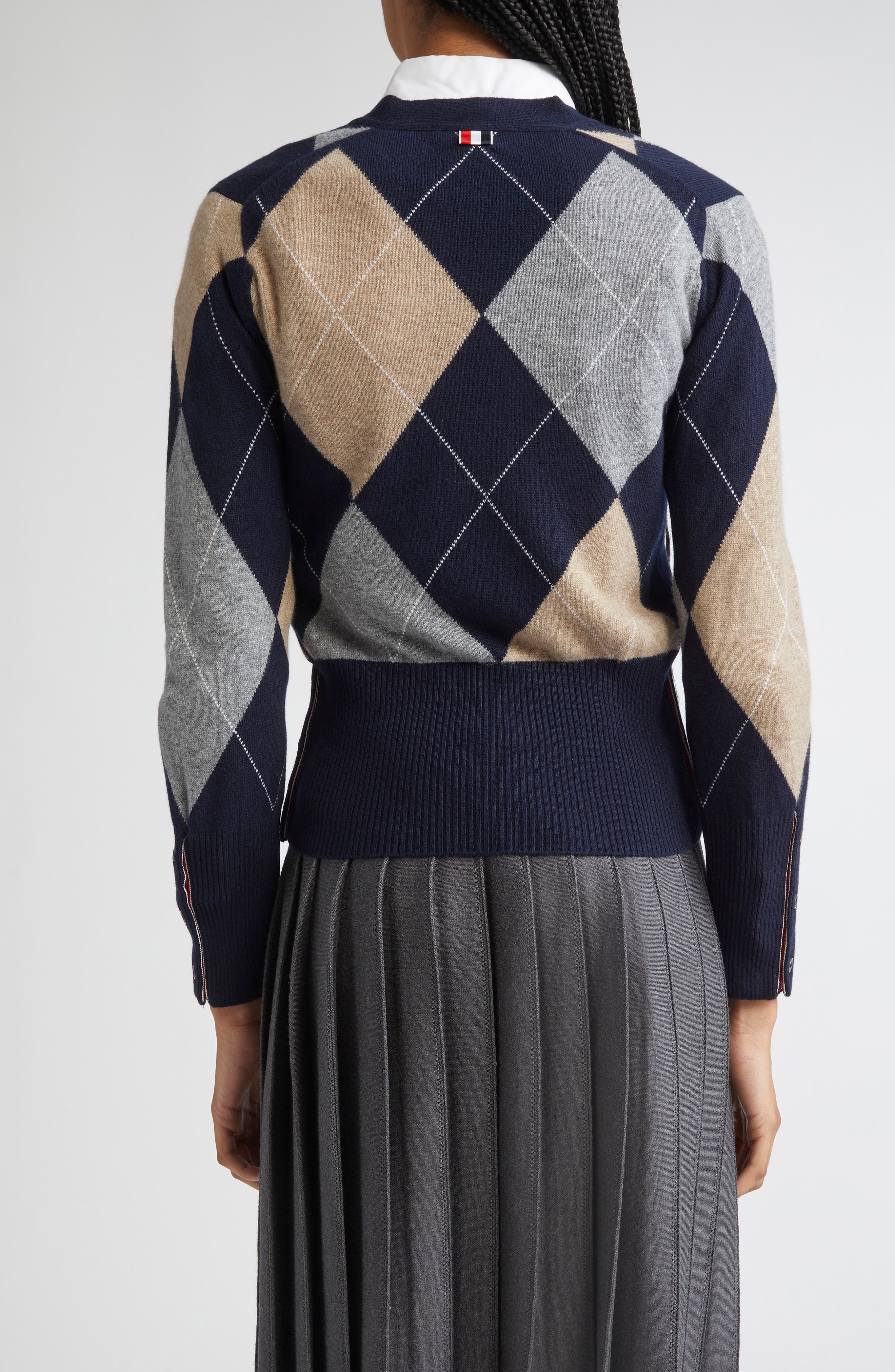 Thom Browne Argyle Cashmere Cardigan in Navy at Nordstrom - 3