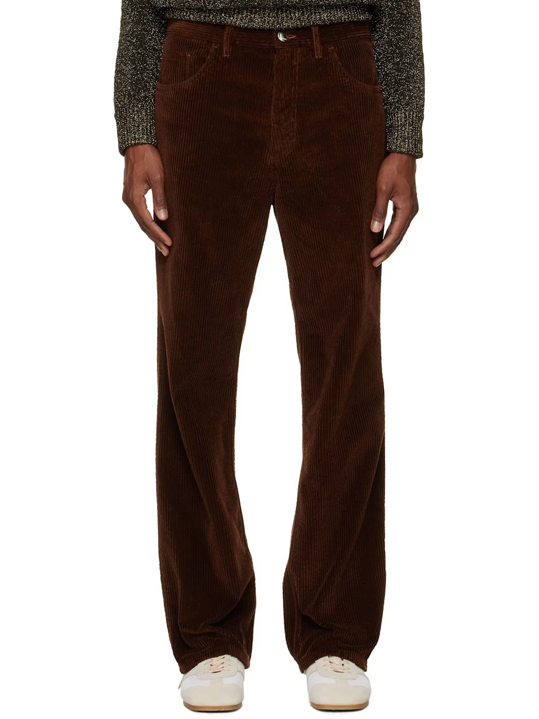 Brown Corduroy Flared Trousers - 1