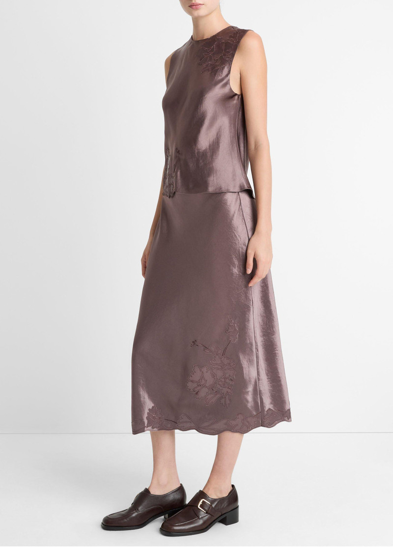 Floral-Embroidered Satin Slip Skirt 2