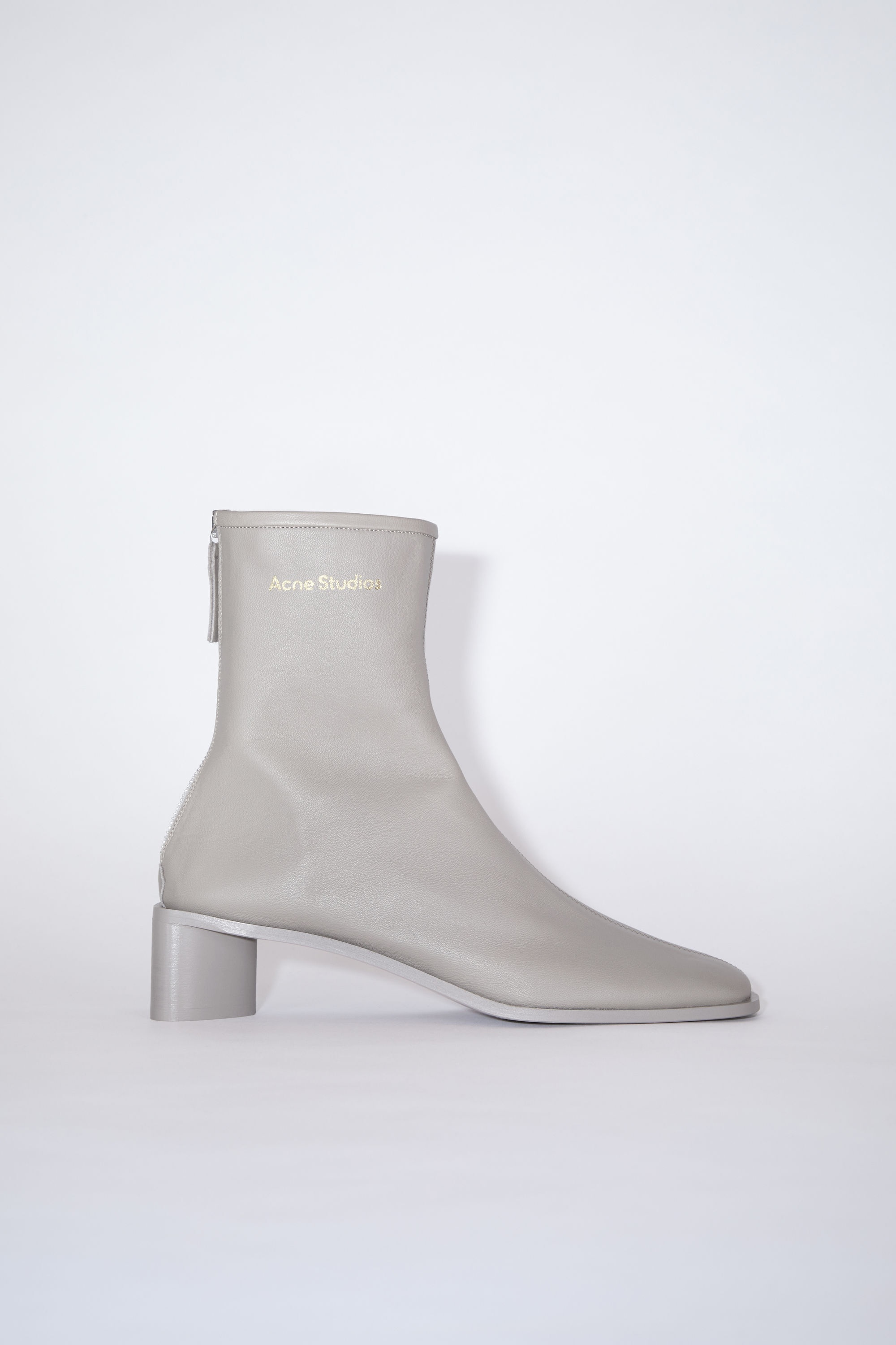 BRANDED LEATHER BOOTS - Light taupe - 1