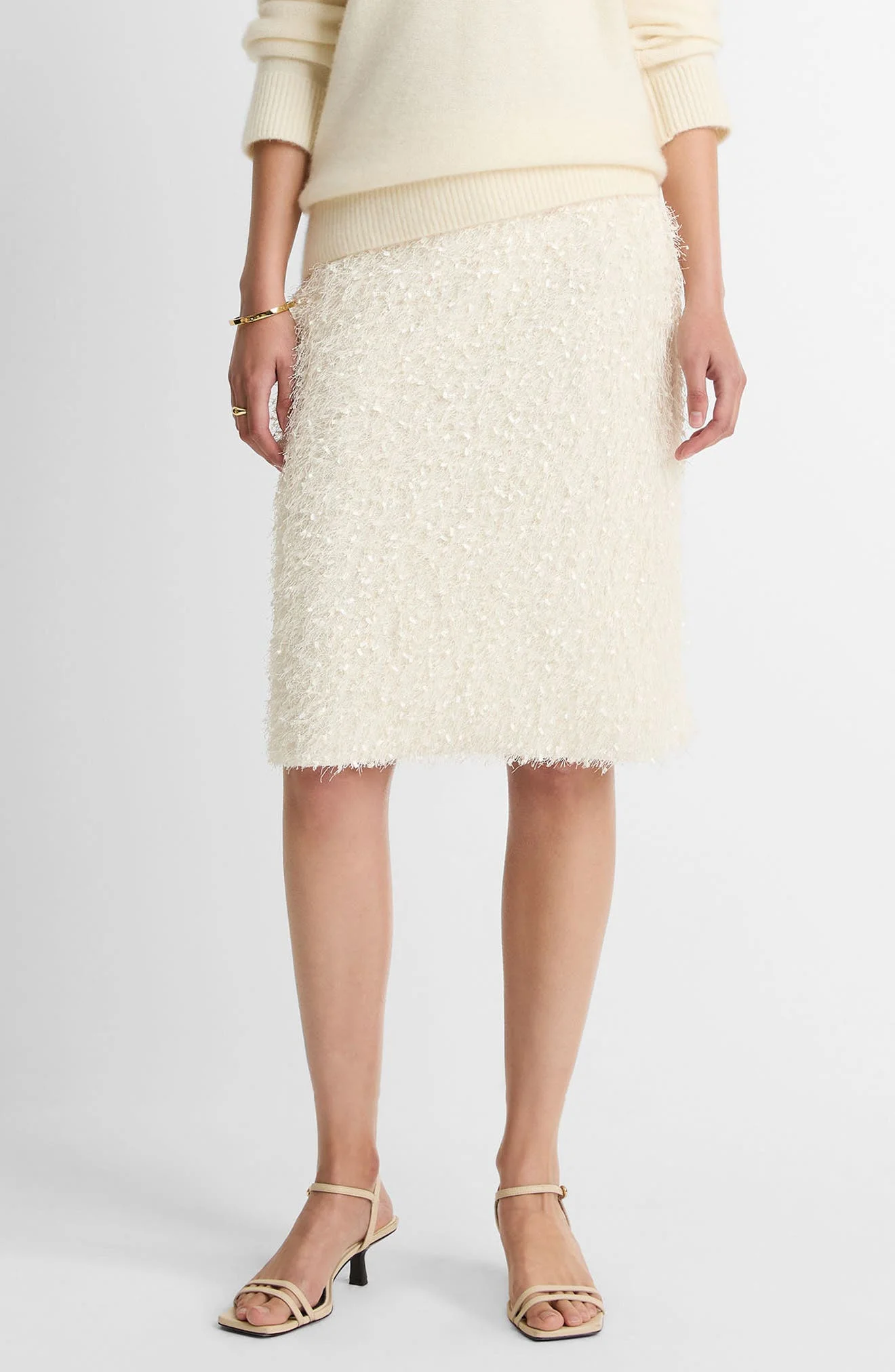 Vince Feathery Fringe Skirt in Light Cream at Nordstrom - 1