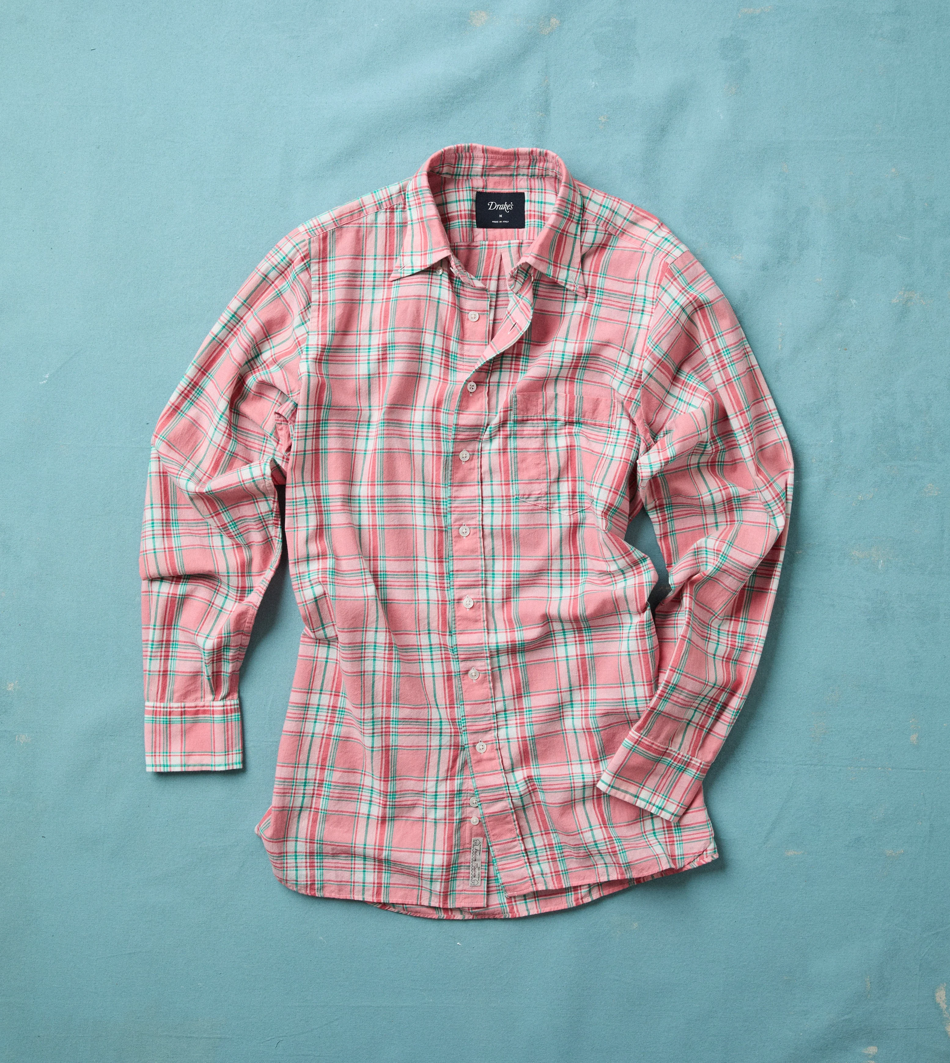 Pink and Green Madras Check Cotton Button-Down Shirt - 1