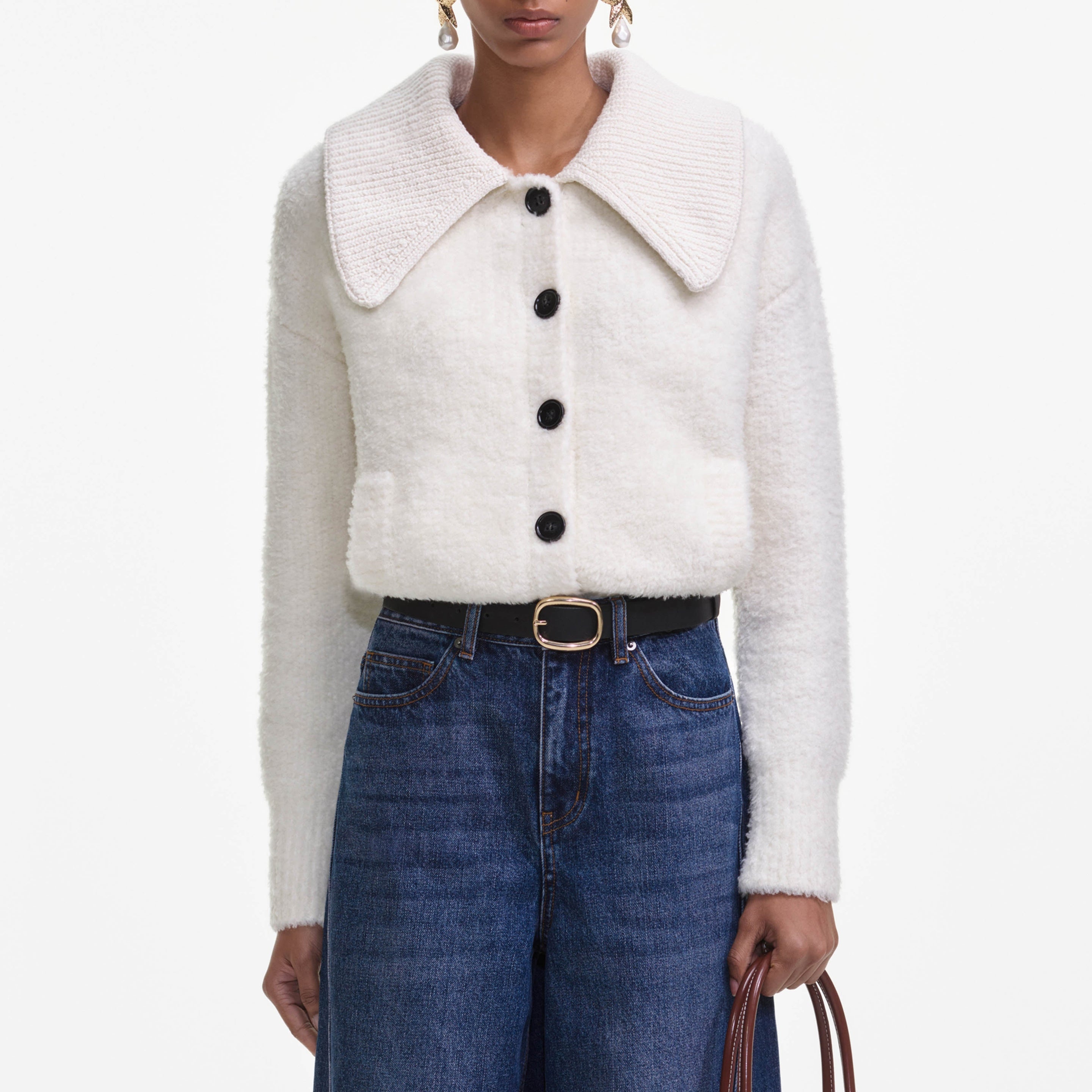 Cream Fluffy Knit Cardigan - 4