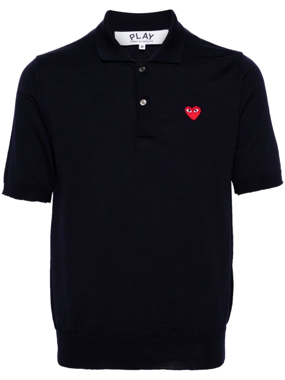 heart-patch wool polo shirt - 1