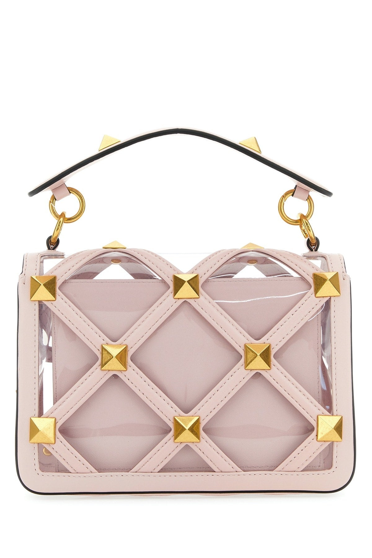 Valentino Garavani Women Pastel Pink Polymeric Material And Leather Medium Roman Stud Handbag - 3