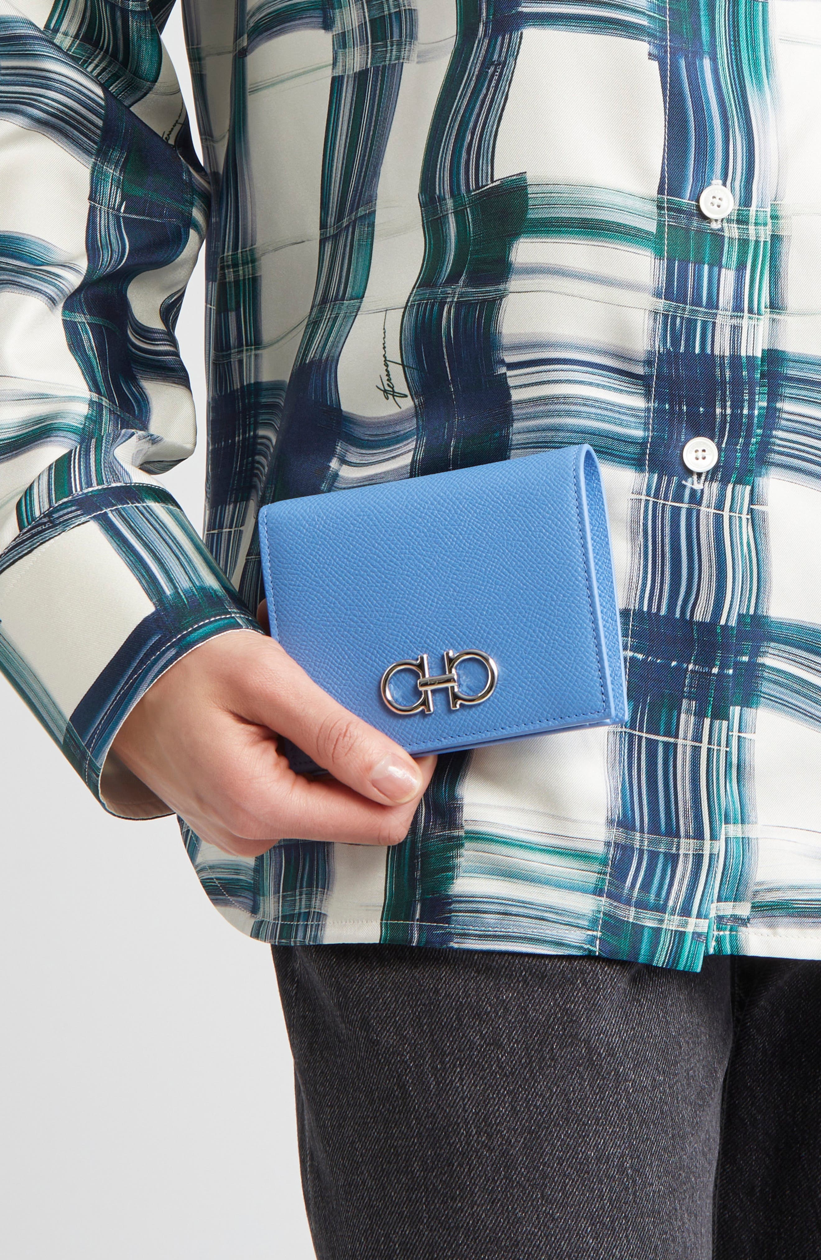FERRAGAMO Gancini Leather French Wallet in Bleuet/Oxford Blue at Nordstrom - 3