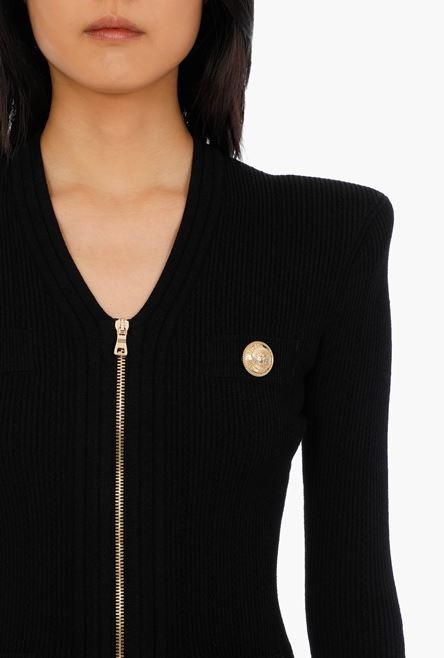 Black knit cardigan with decorative buttons - 6
