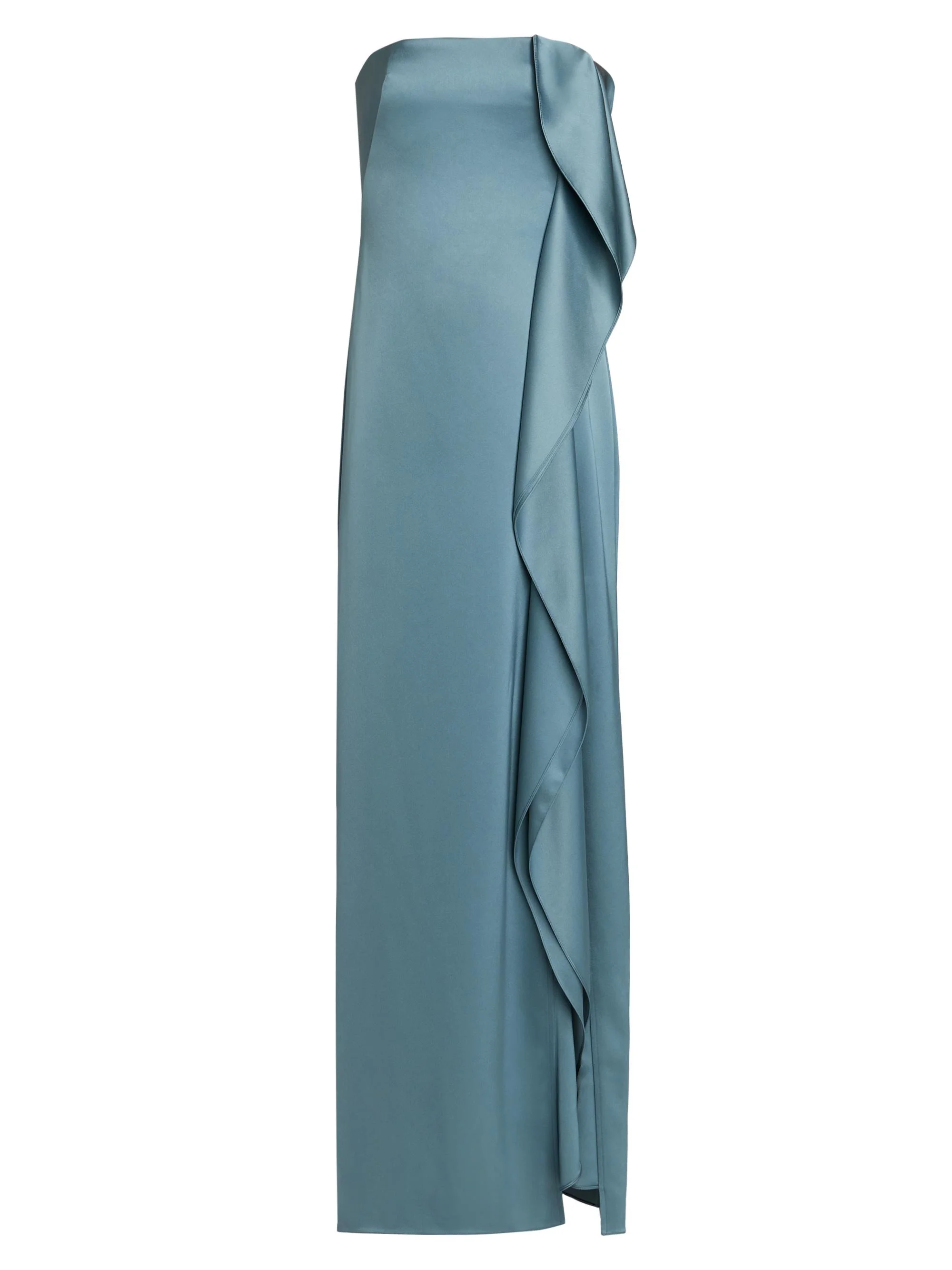 Women's Satin Draped Strapless Gown - Twilight - 1