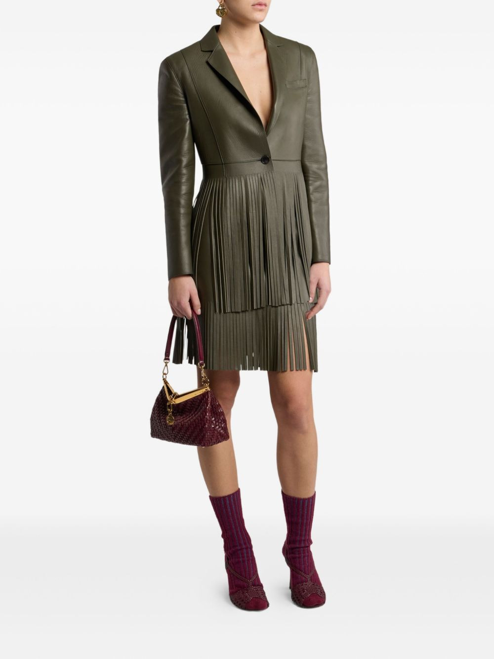 leather fringed mini skirt - 2