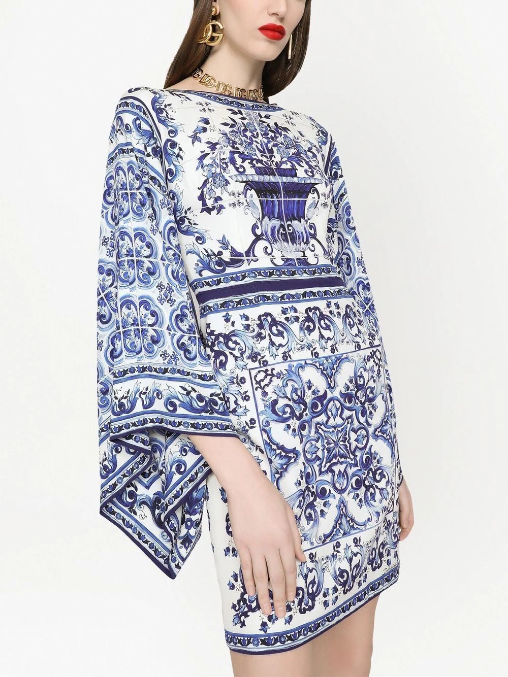 Majolica-print mini dress - 4