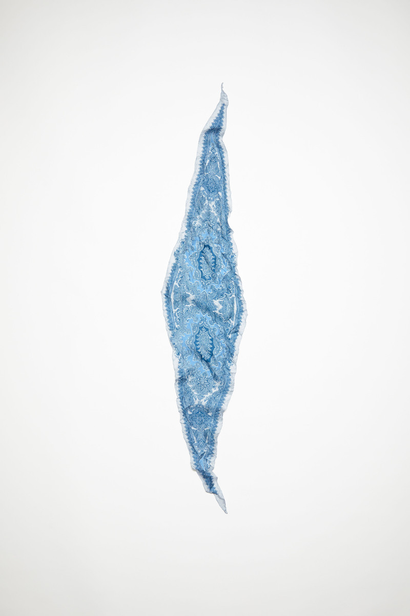 Printed silk scarf - Denim blue 1