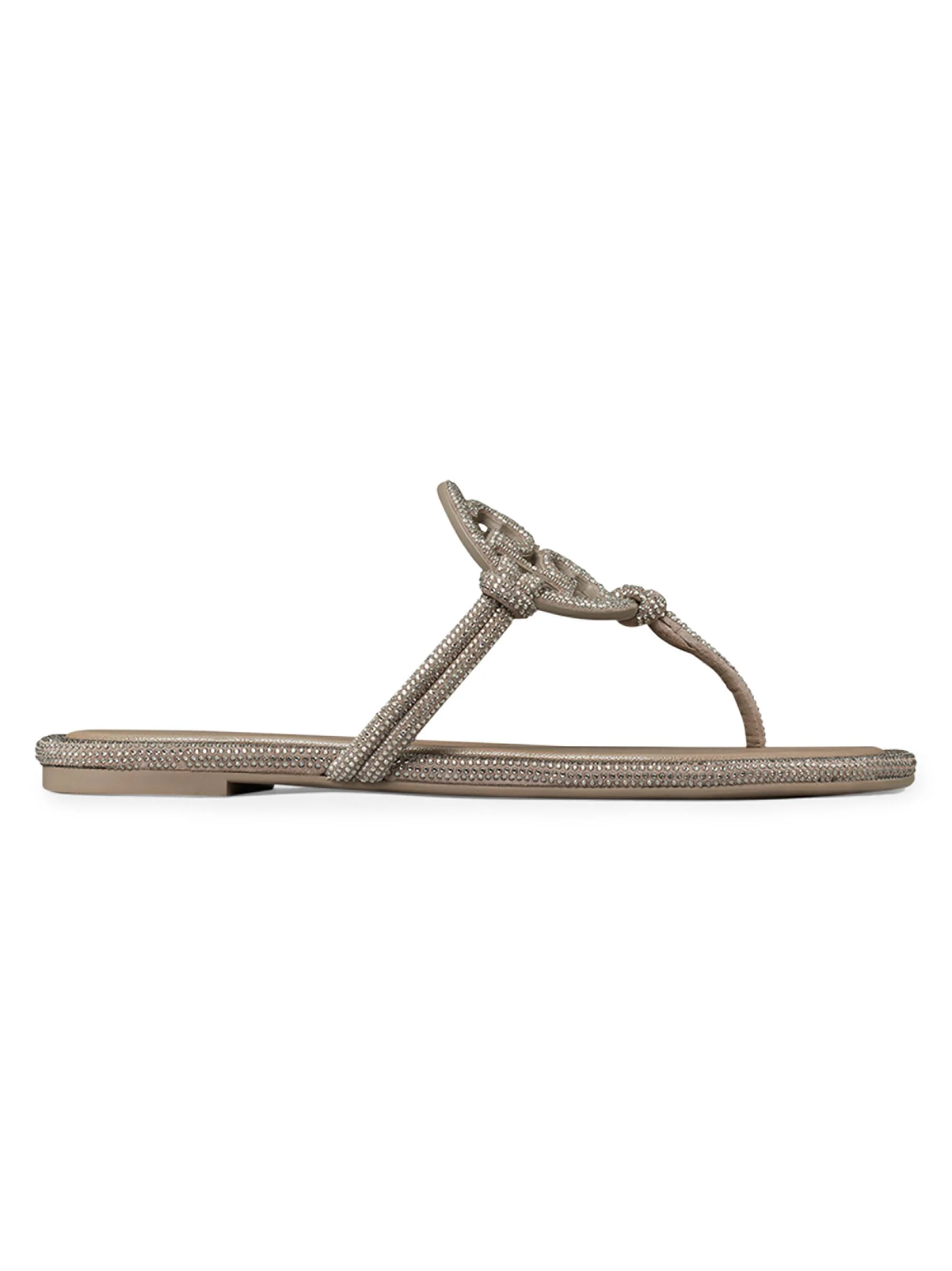 Women's Pavé Cord Miller Leather Sandals - Dark Beige - 1