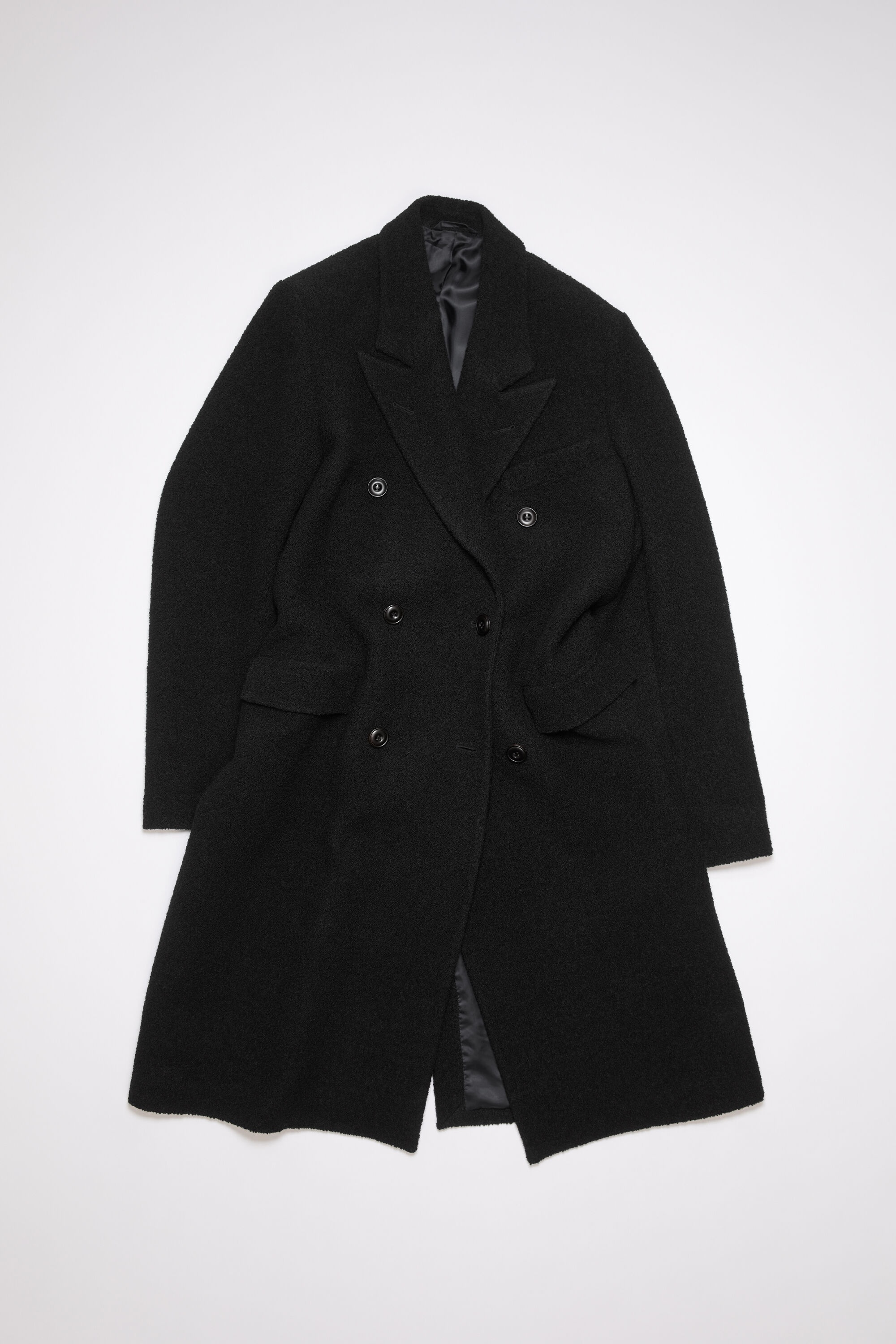 Double-breasted wool coat - Black - 6