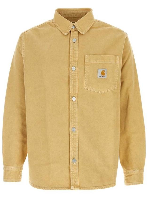 George Chest Logo Patch Denim Long Sleeve Shirt Beige - 1