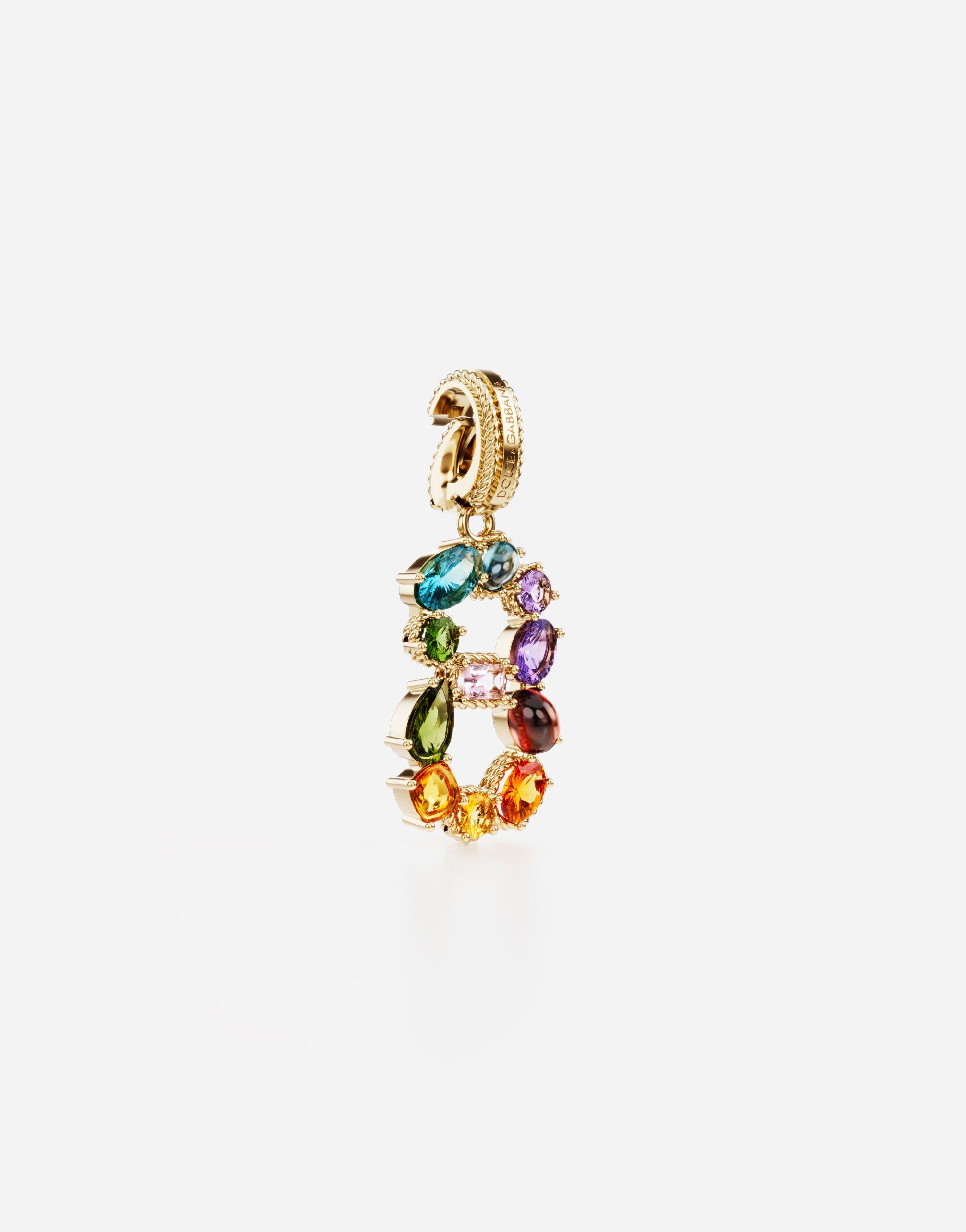 Charm 8 Lettering 18-carat yellow gold and multicolored gems - 2