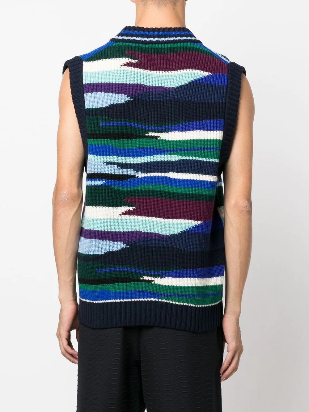 abstract-pattern knitted vest - 4