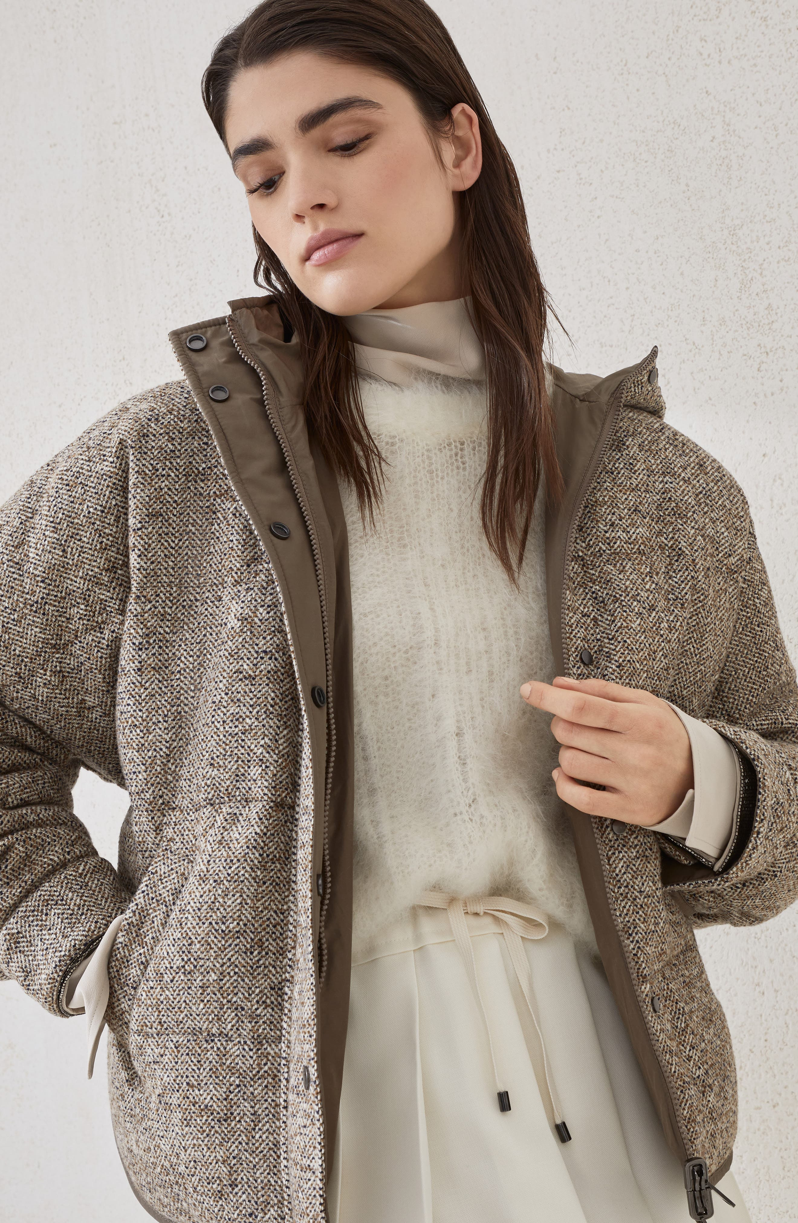 Brunello Cucinelli Flecked chevron down jacket in Rope at Nordstrom - 5