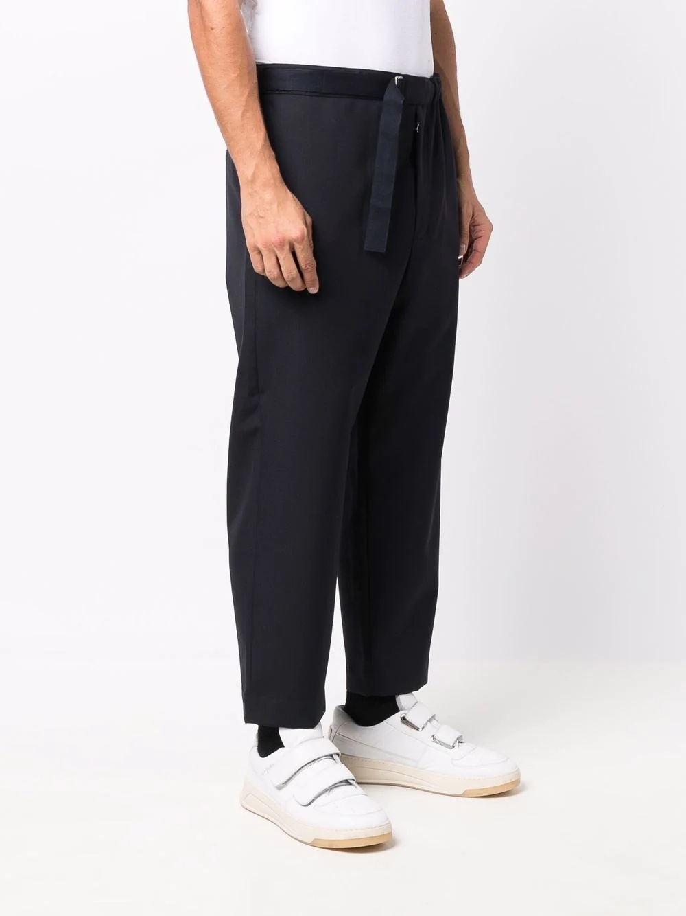 belted zip-pocket straight trousers - 3