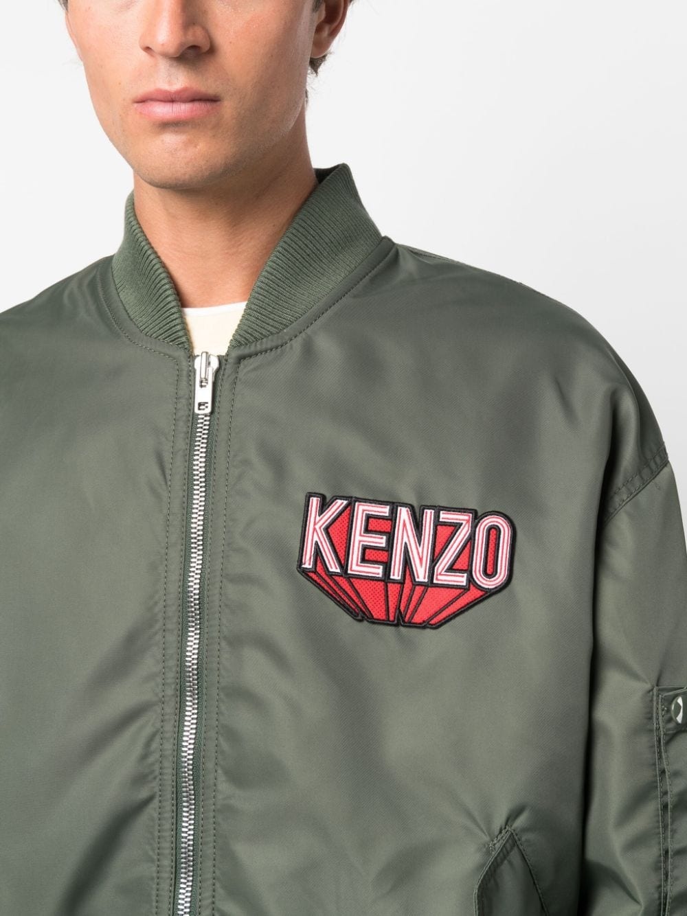 logo-patch cotton bomber jacket - 5