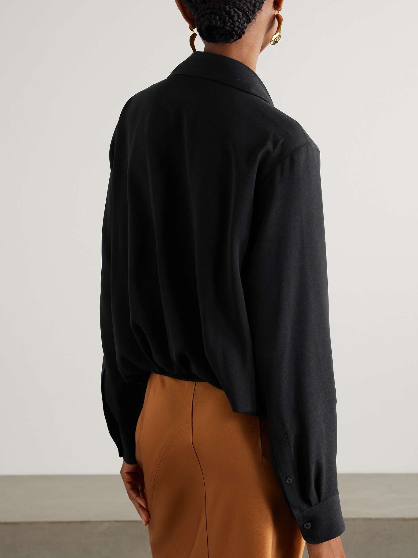Drawstring crepe wrap-effect shirt - 3