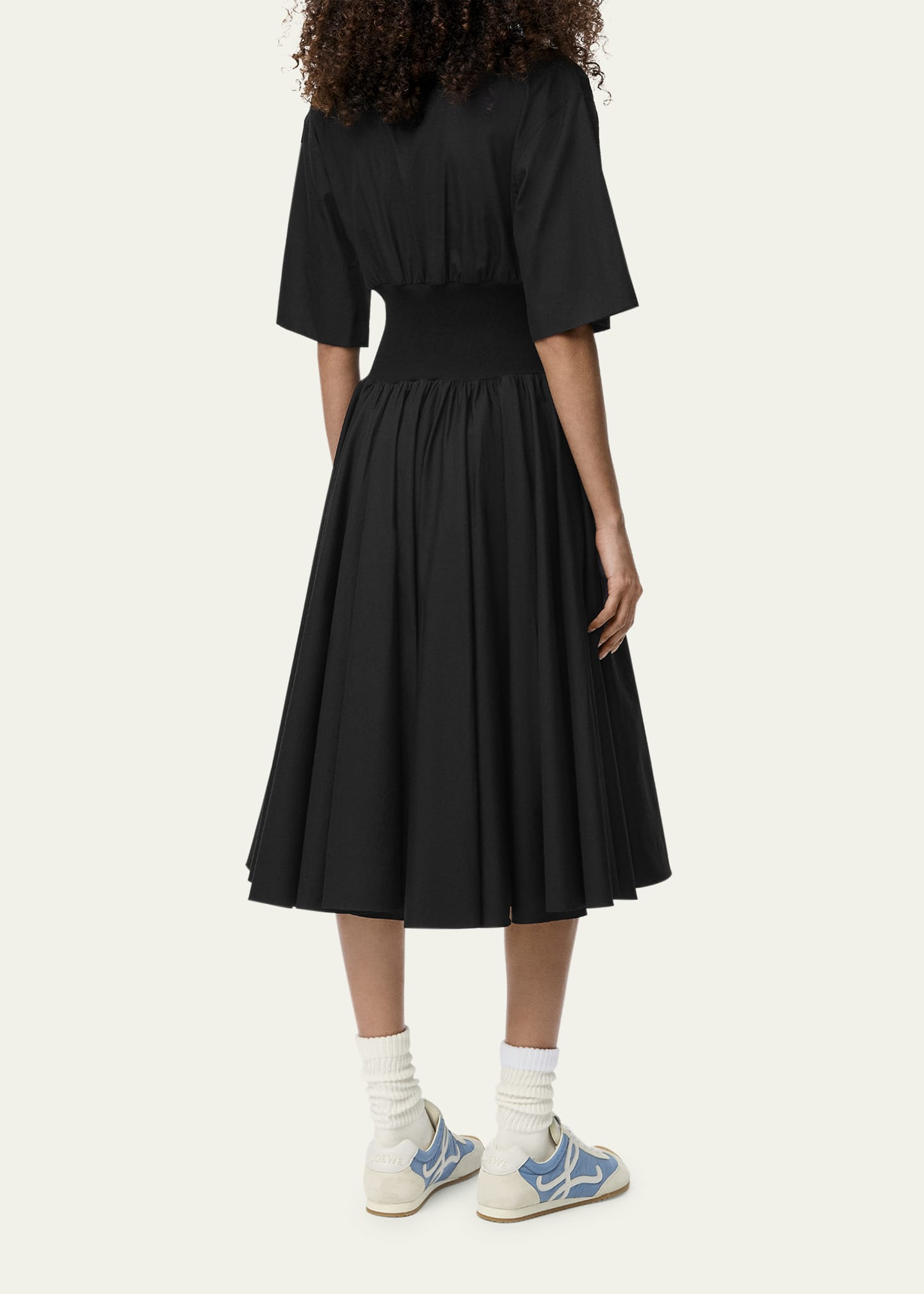Short-Sleeve Cinched-Waist Poplin Midi Shirtdress - 3