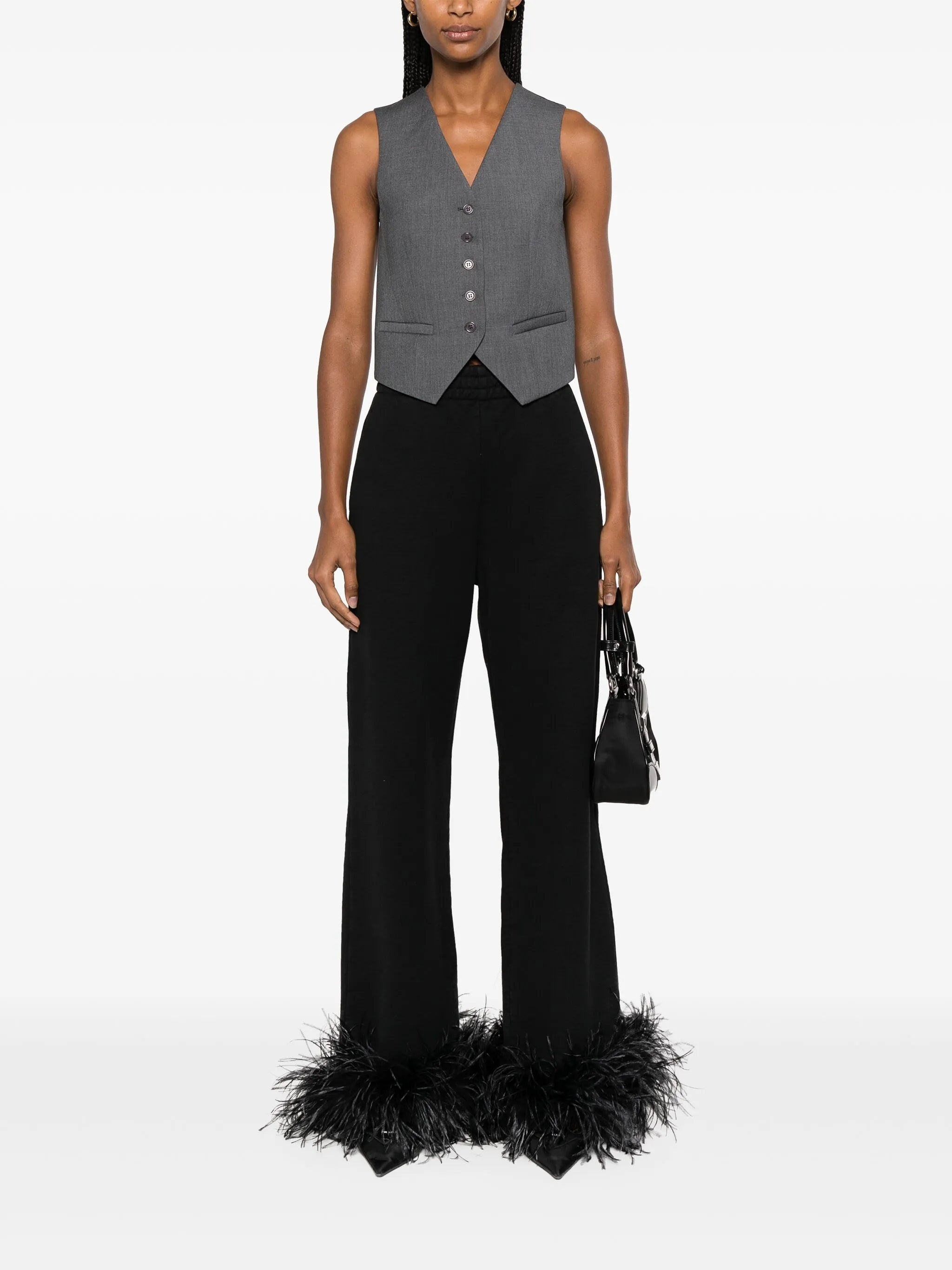 Feather-trim Fleece Track Pants - 4