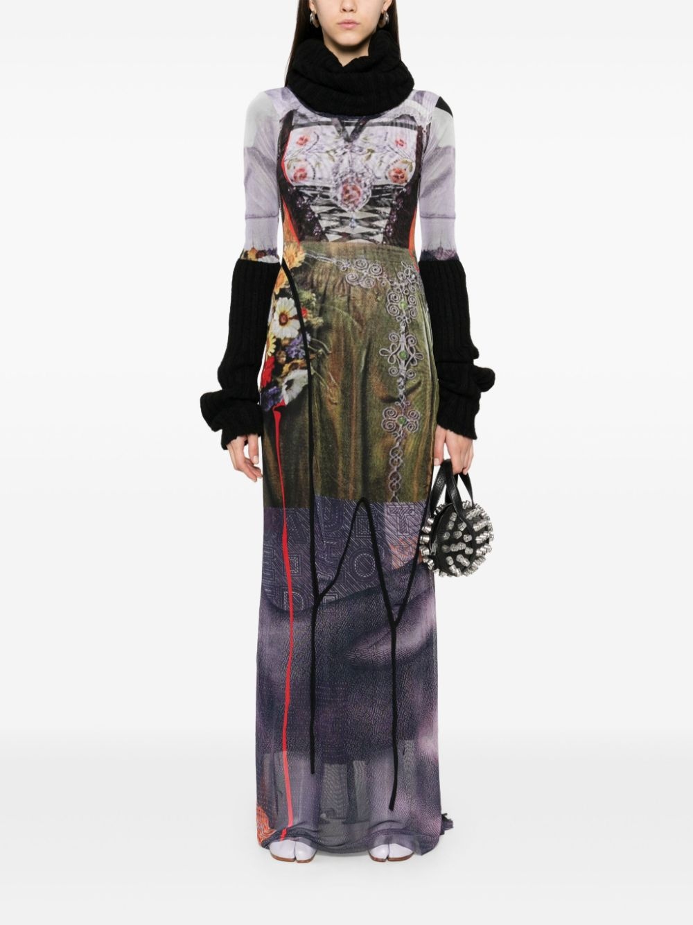 mesh turtleneck maxi dress - 2