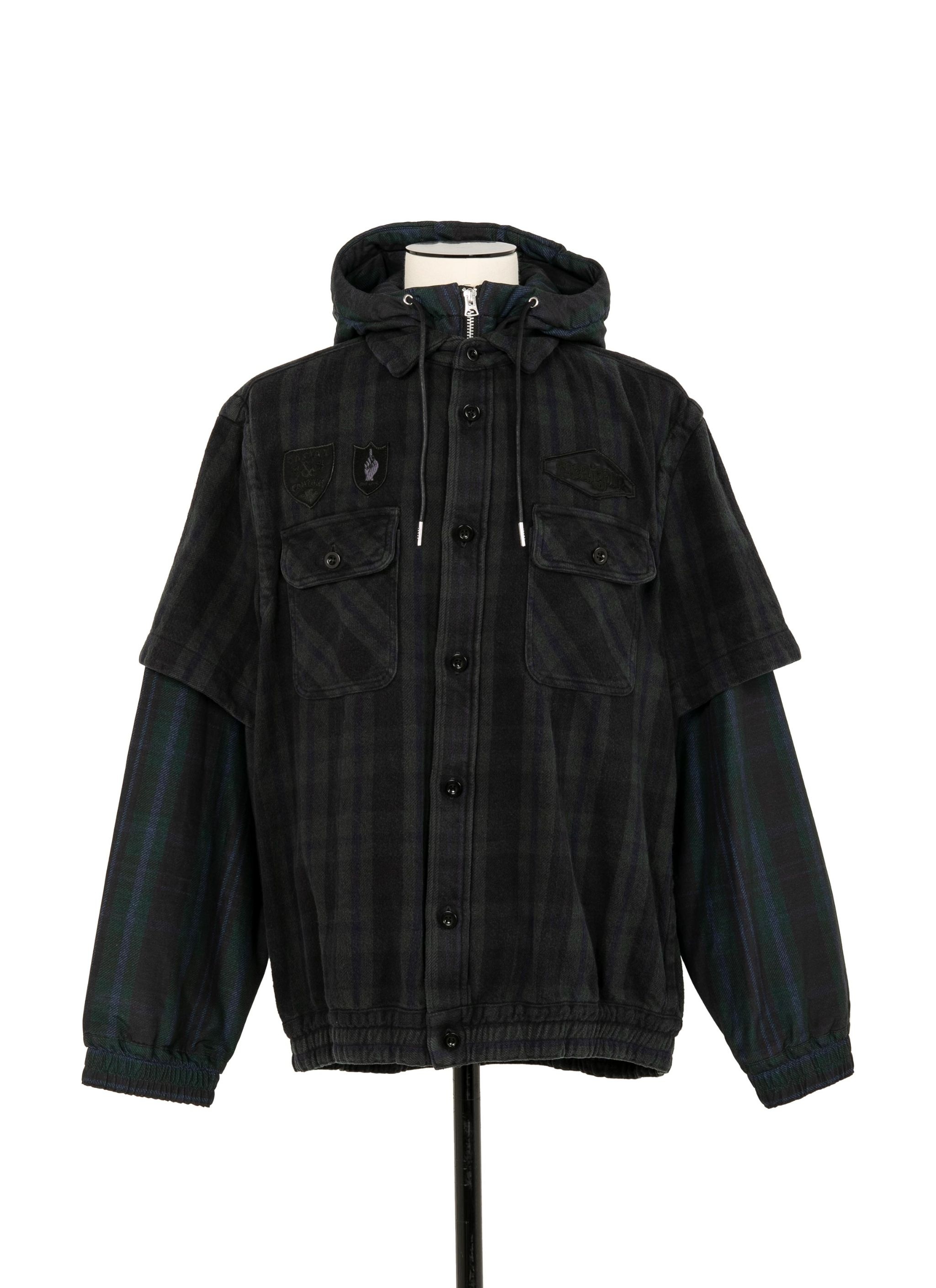 sacai Gonz Multi Patch Plaid Hoodie - 1