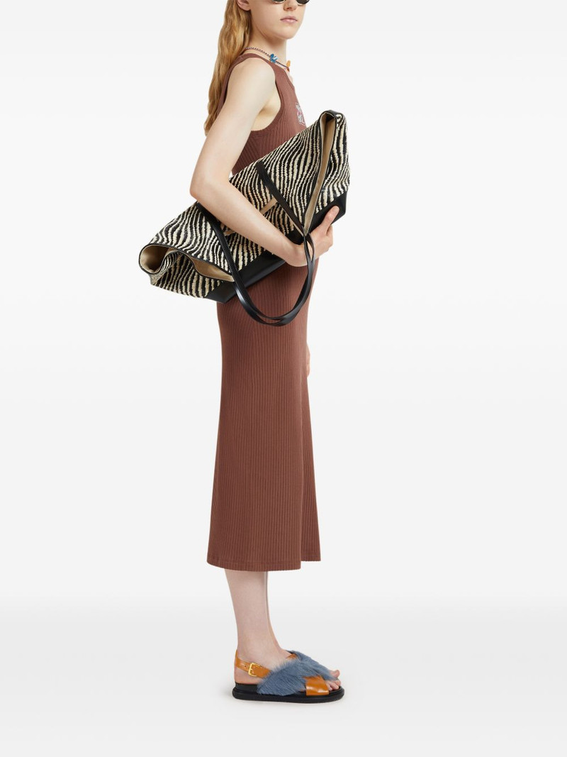 Marni ribbed logo-patch midi dress outlook