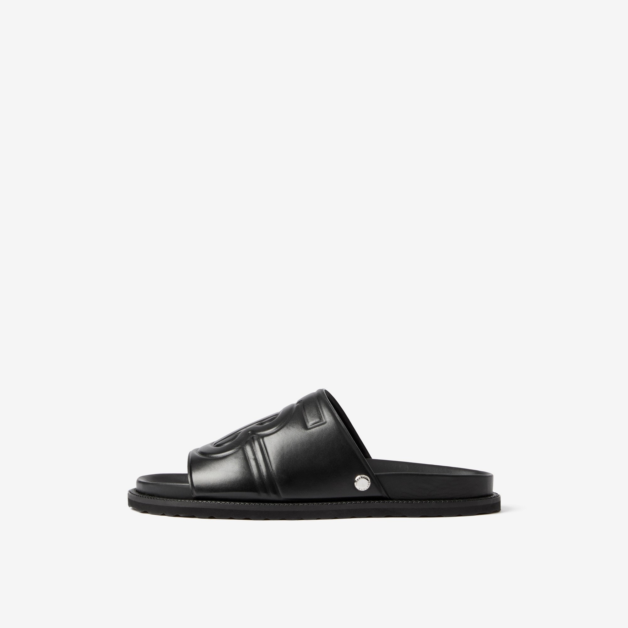Embossed Monogram Motif Leather Slides - 5