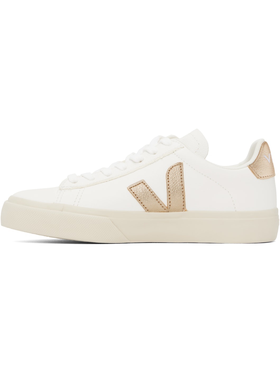 White & Gold Campo Leather Sneakers - 3