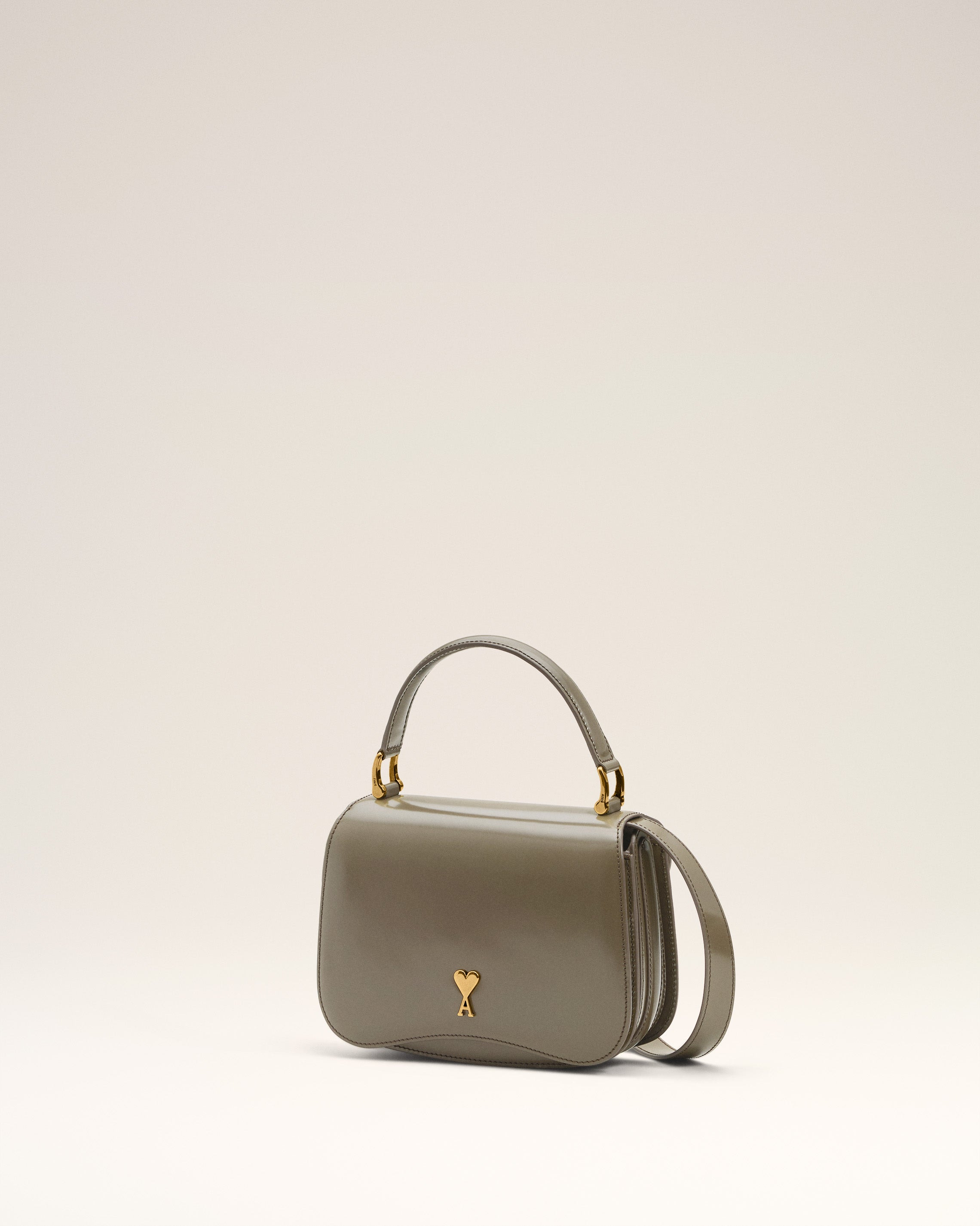 GREY GLAZED LEATHER TOP HANDLE PARIS PARIS BAG - 3