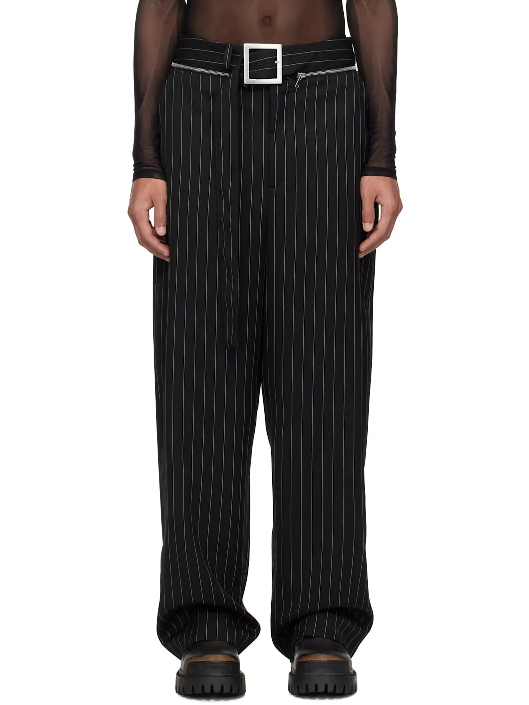 Black 'The Belted Suit' Trousers - 1