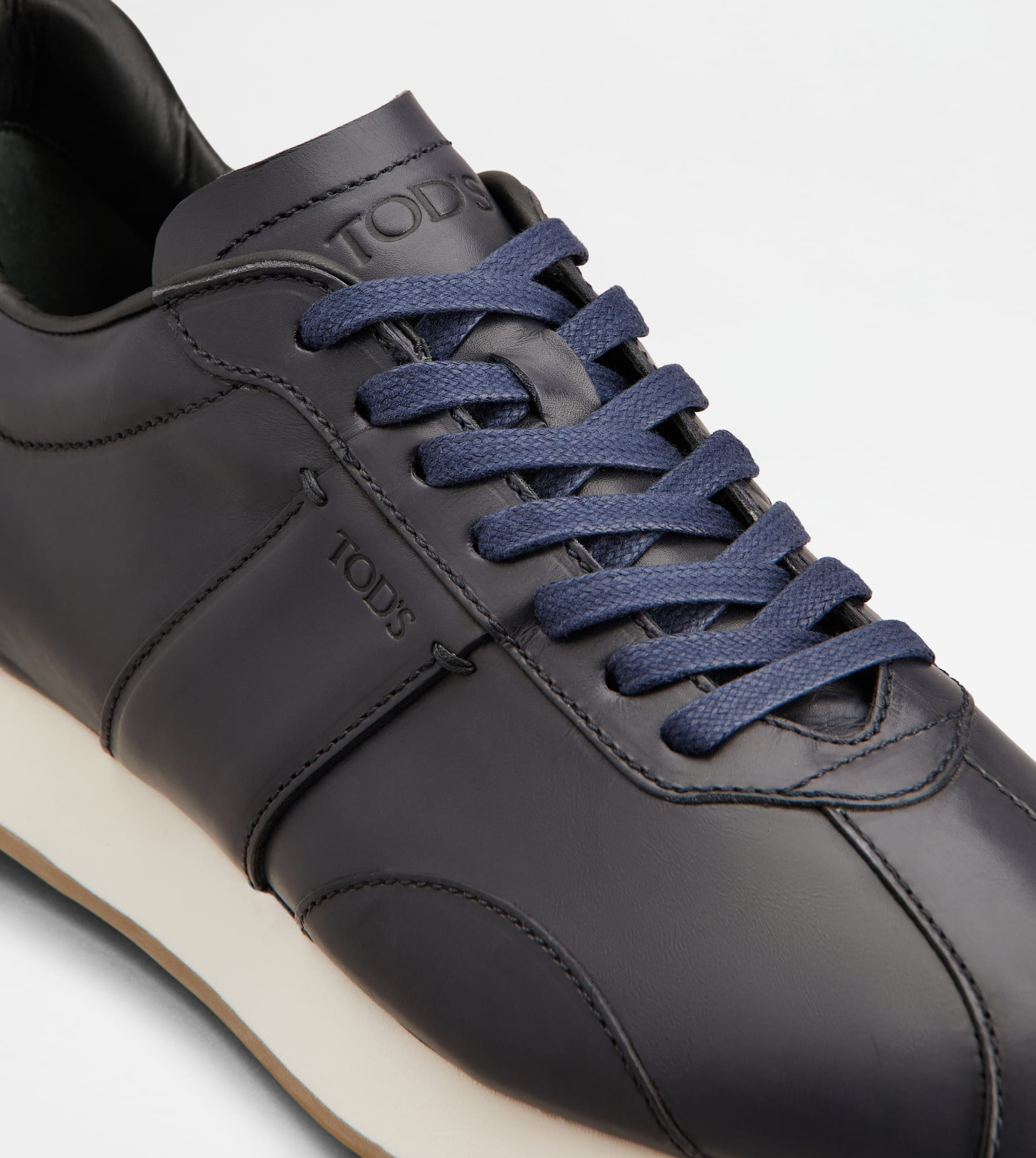 T VINTAGE SNEAKERS IN LEATHER - BLUE - 5