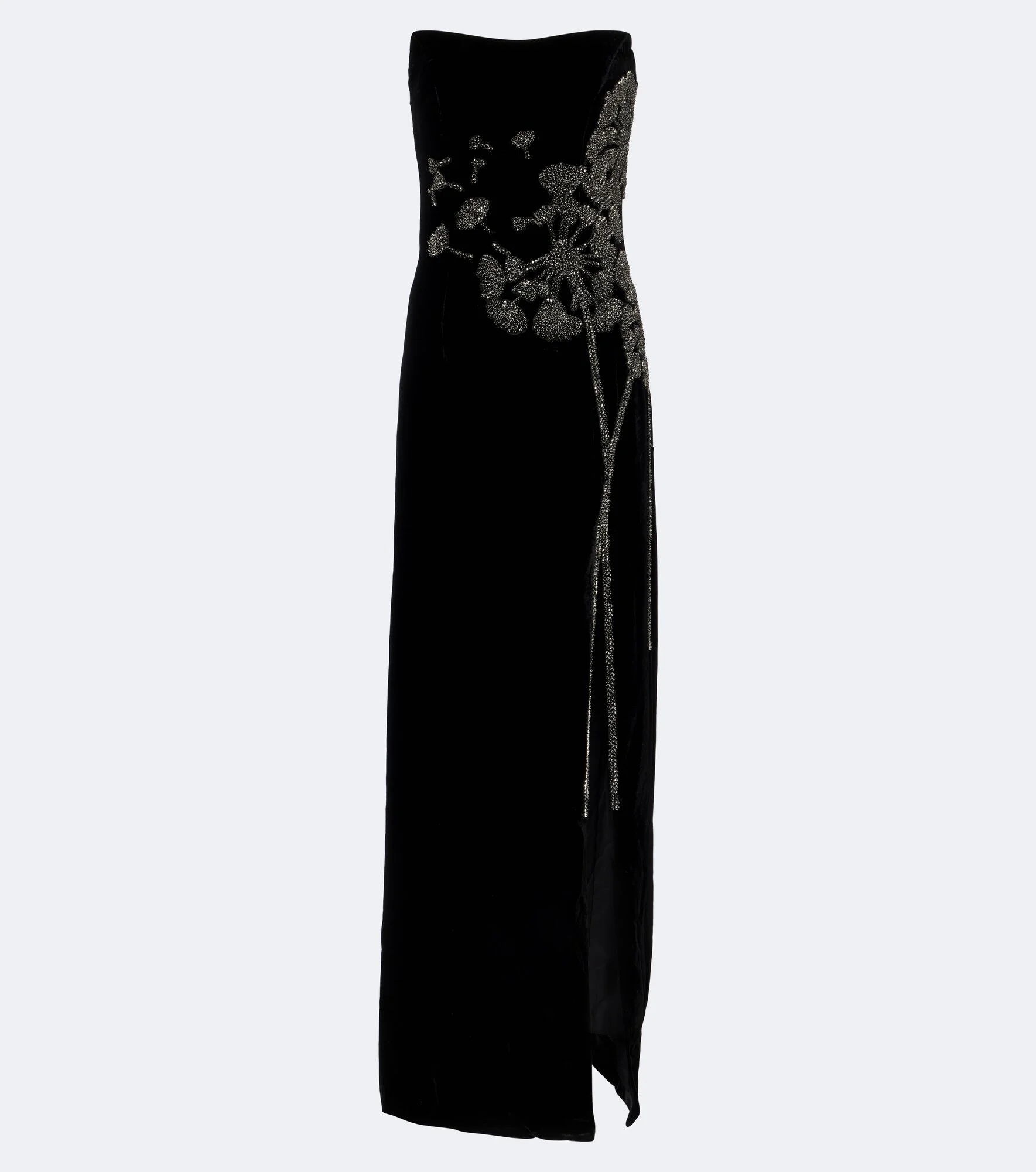 Embellished strapless velvet gown - 1