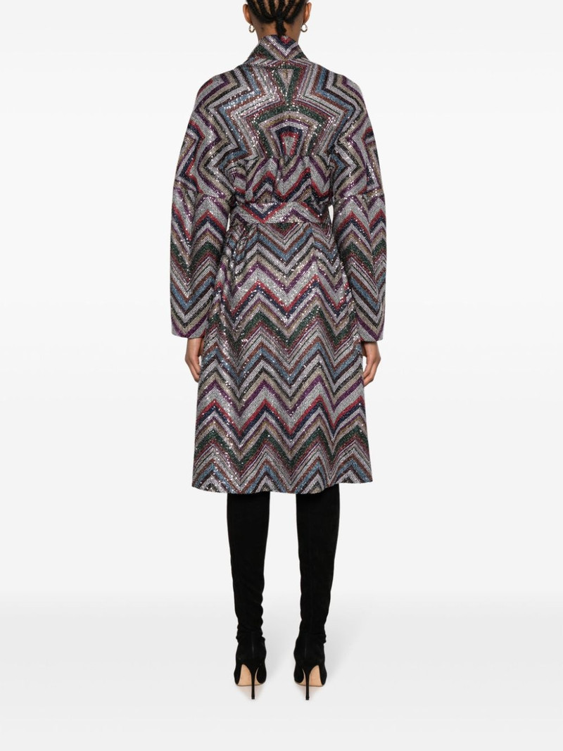 Zigzag sequin-embellished belted coat 4