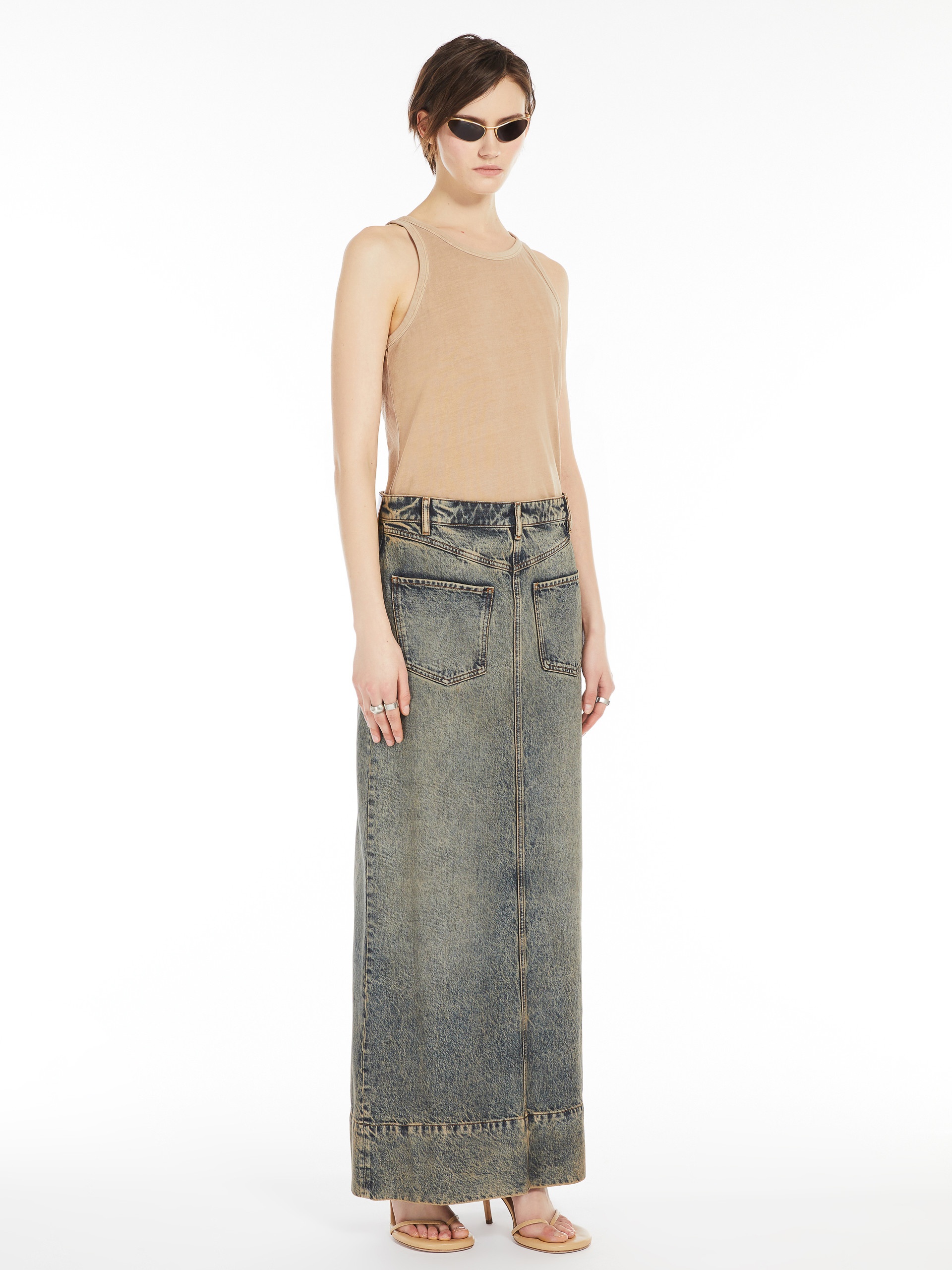 PIAVE Long skirt in worn denim - 2