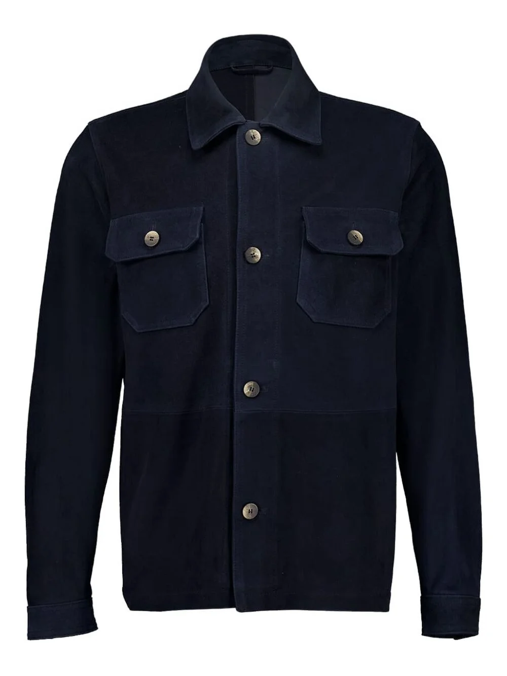 Ravi flap-pocket suede overshirt - 1