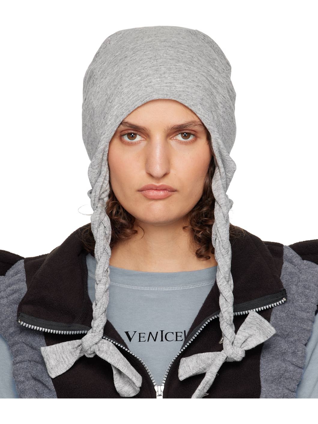 Gray Pigtail Beanie - 1