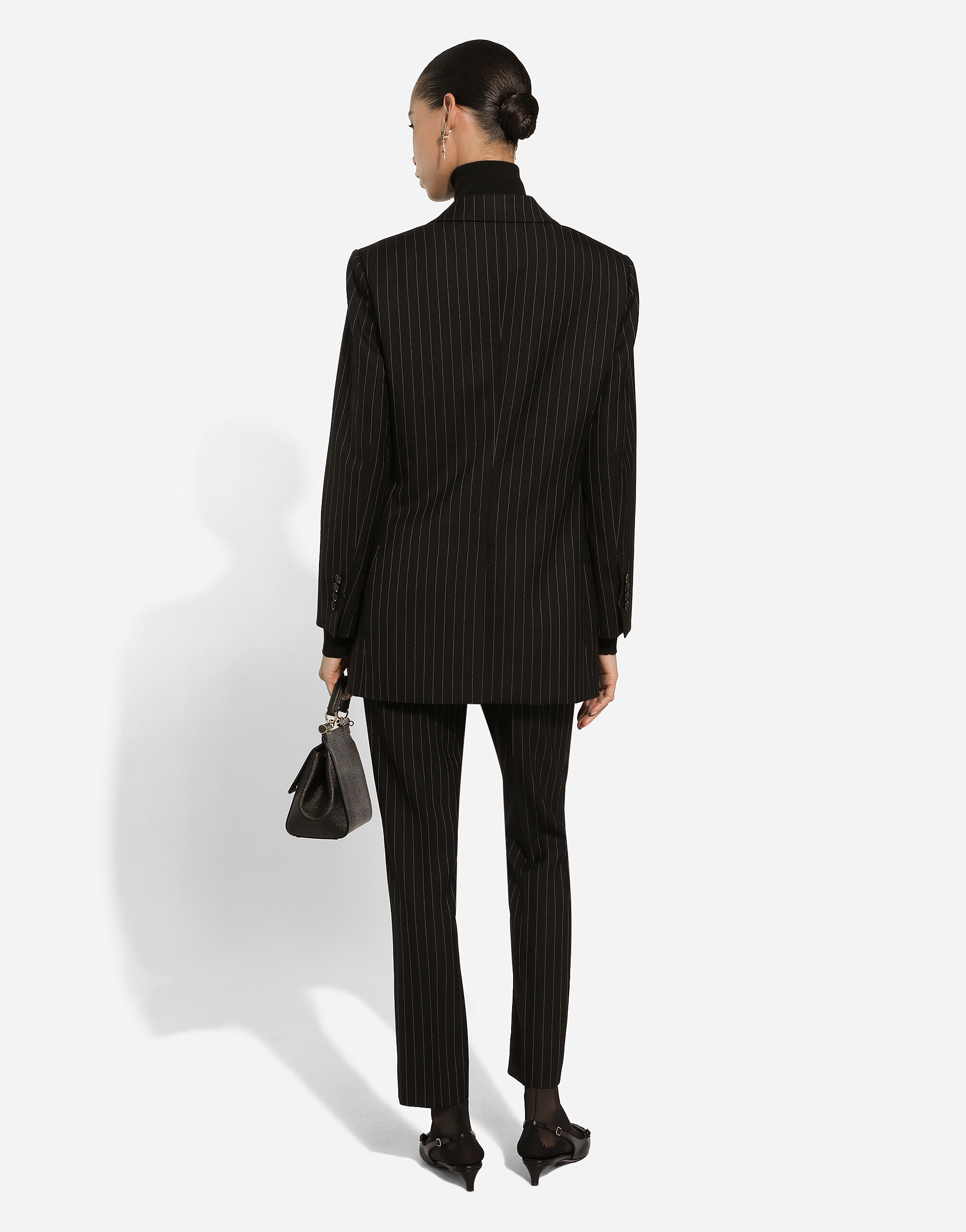 Single-breasted pinstripe wool jacket - 3