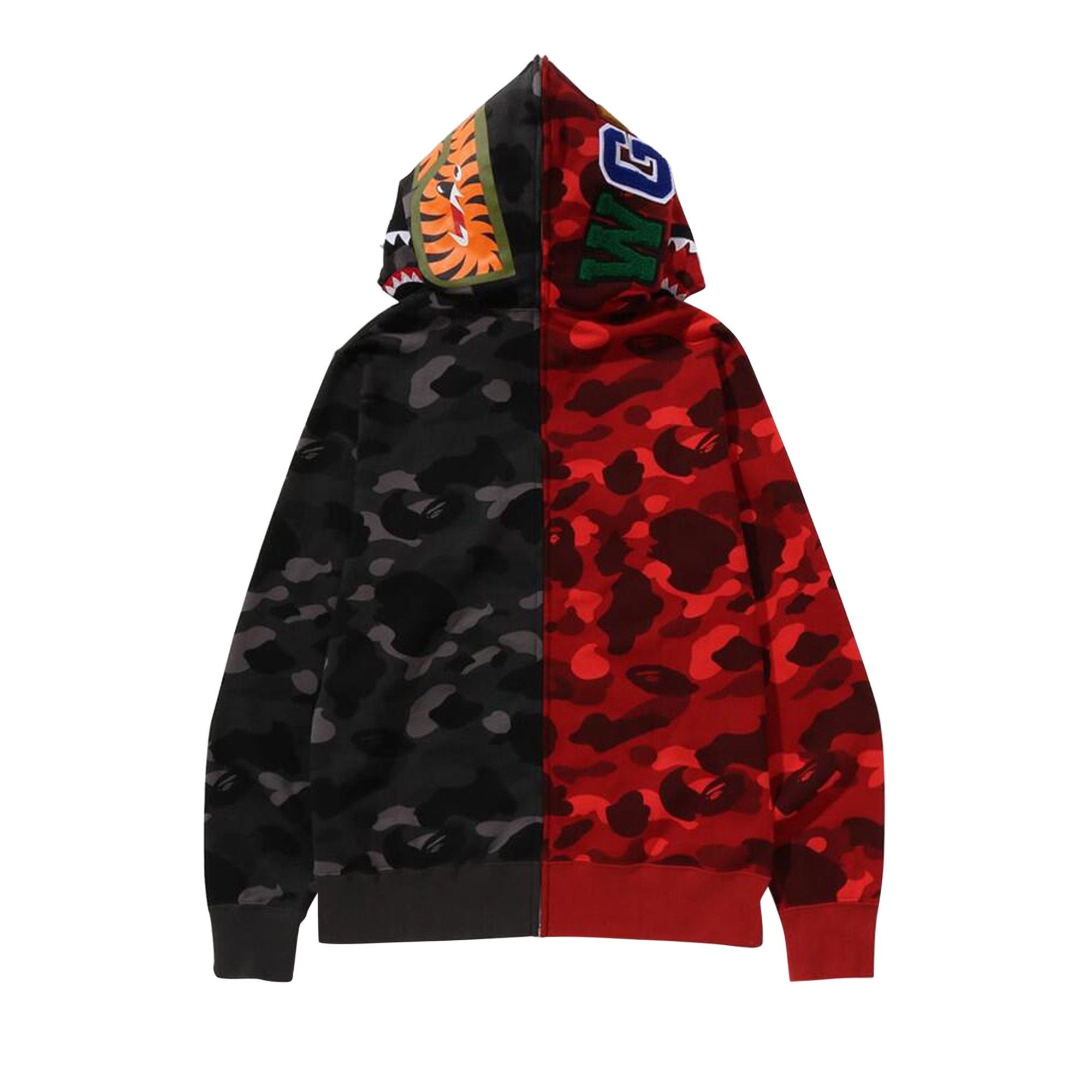 BAPE Color Camo Separate Shark Full Zip Hoodie 'Red/Black' - 2