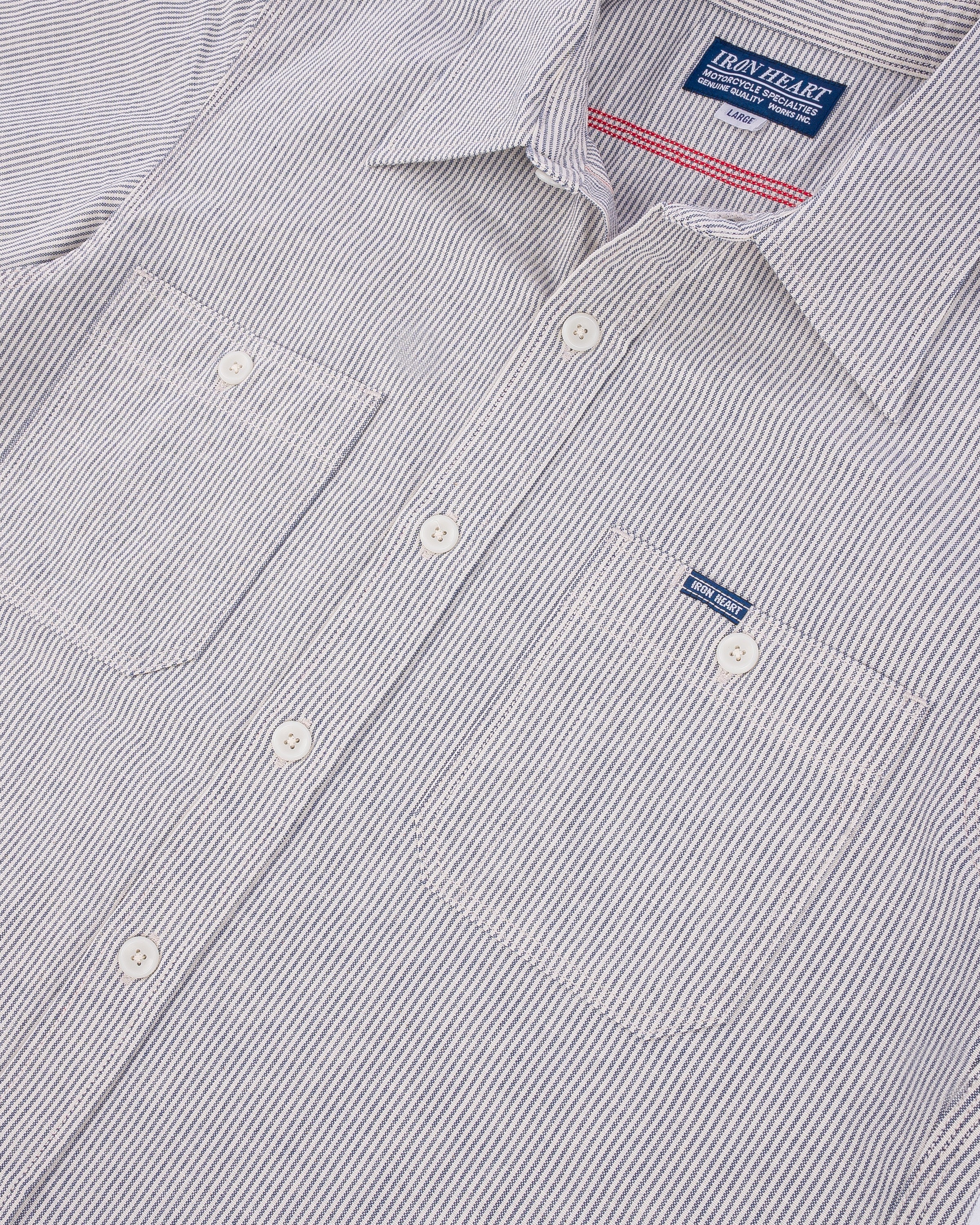 5OZ SELVEDGE OX CLOTH SHORT SLEEVED WORK SHIRT - HICKORY STRIPE - 9