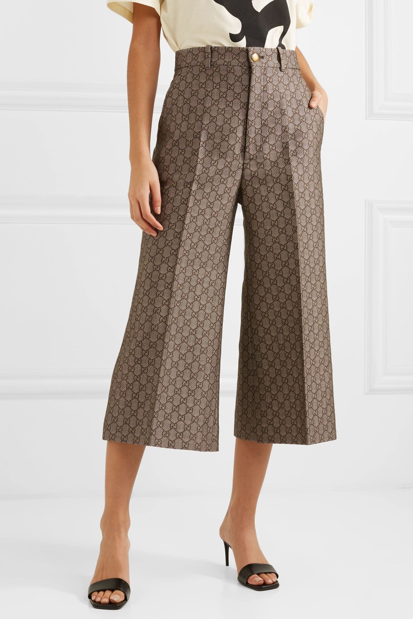 Cotton and wool-blend jacquard wide-leg pants - 3