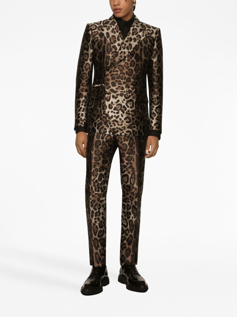 double-breasted leopard-print suit - 3