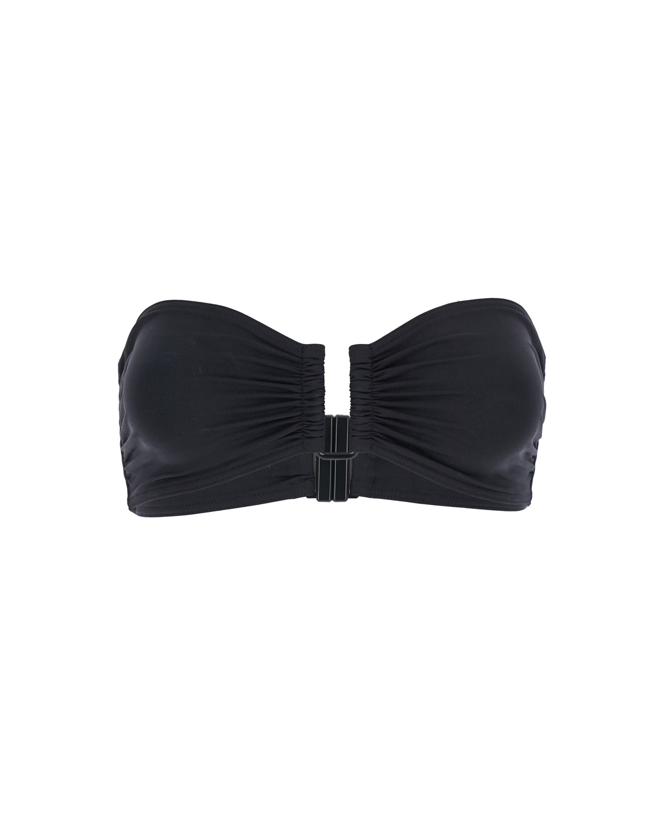 'show' Black Bikini Top With Rear Buckle Closure And Bandeau Design In Tech Fabric Stretch Woman - 1