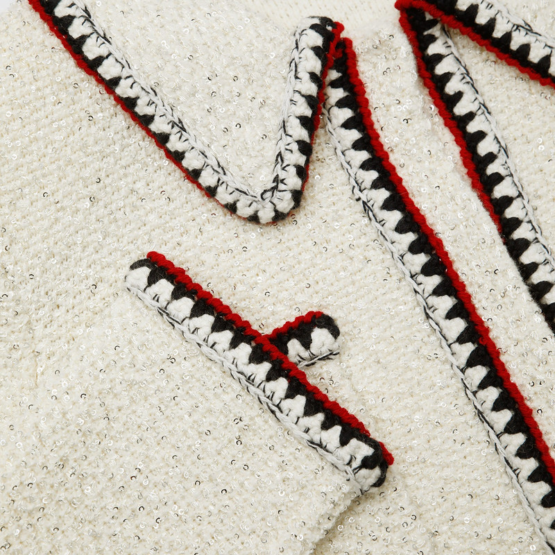 Cream Sequin Knit Cardigan 7