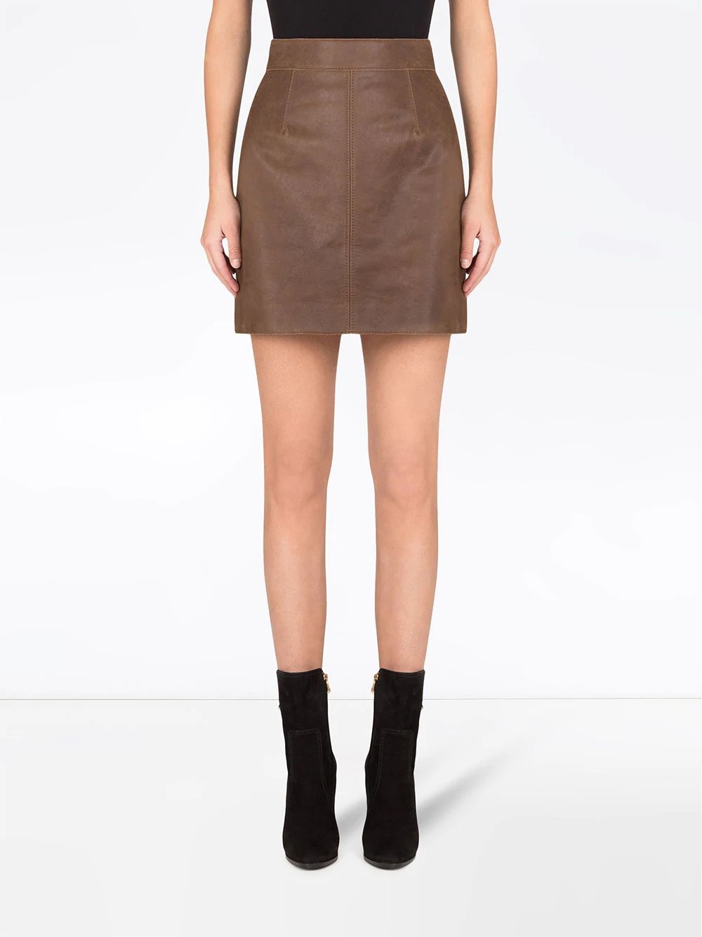 high-waisted leather mini-skirt - 3