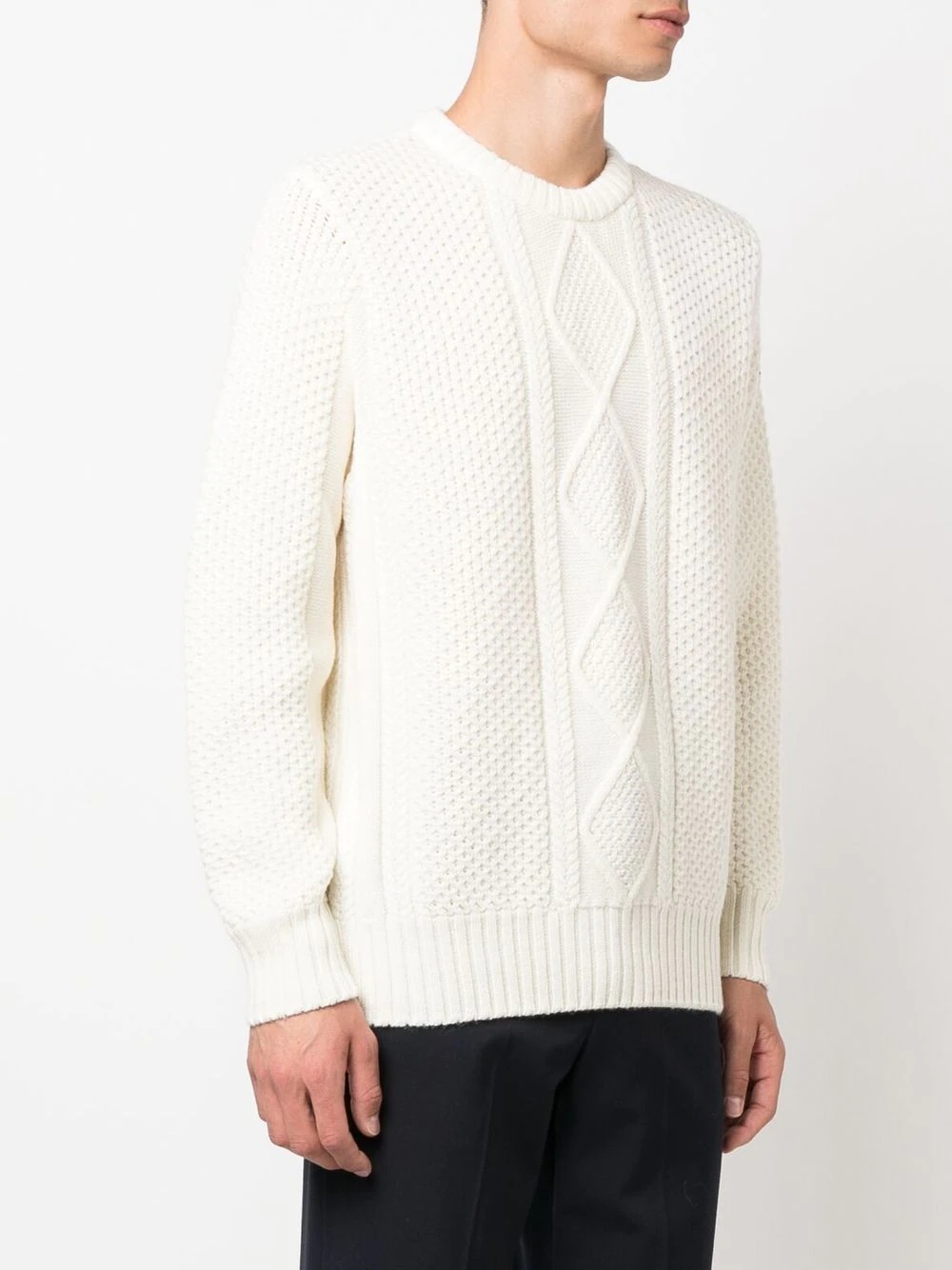 cable-knit long-sleeved jumper - 3