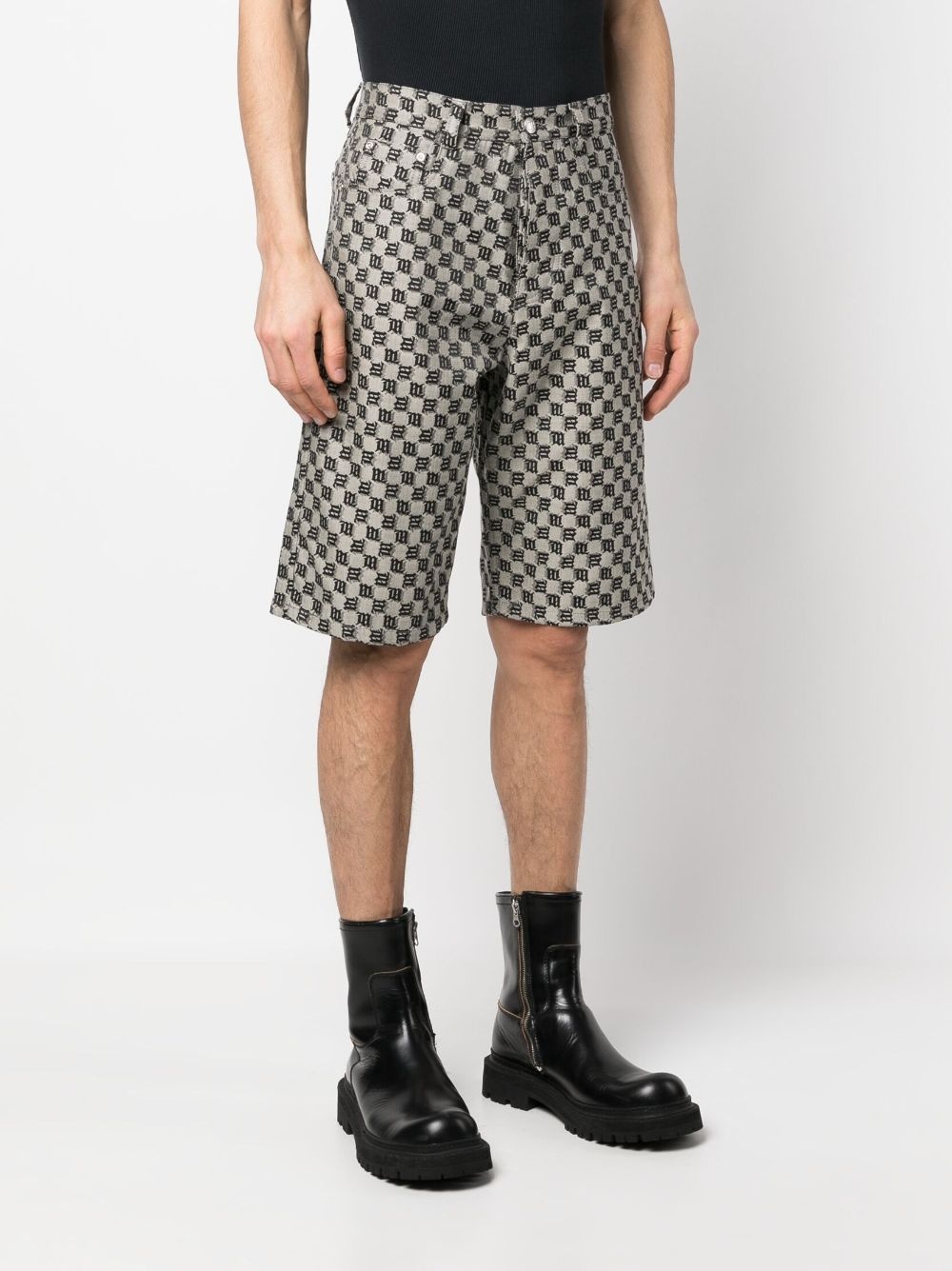monogram-print cotton-blend shorts - 3