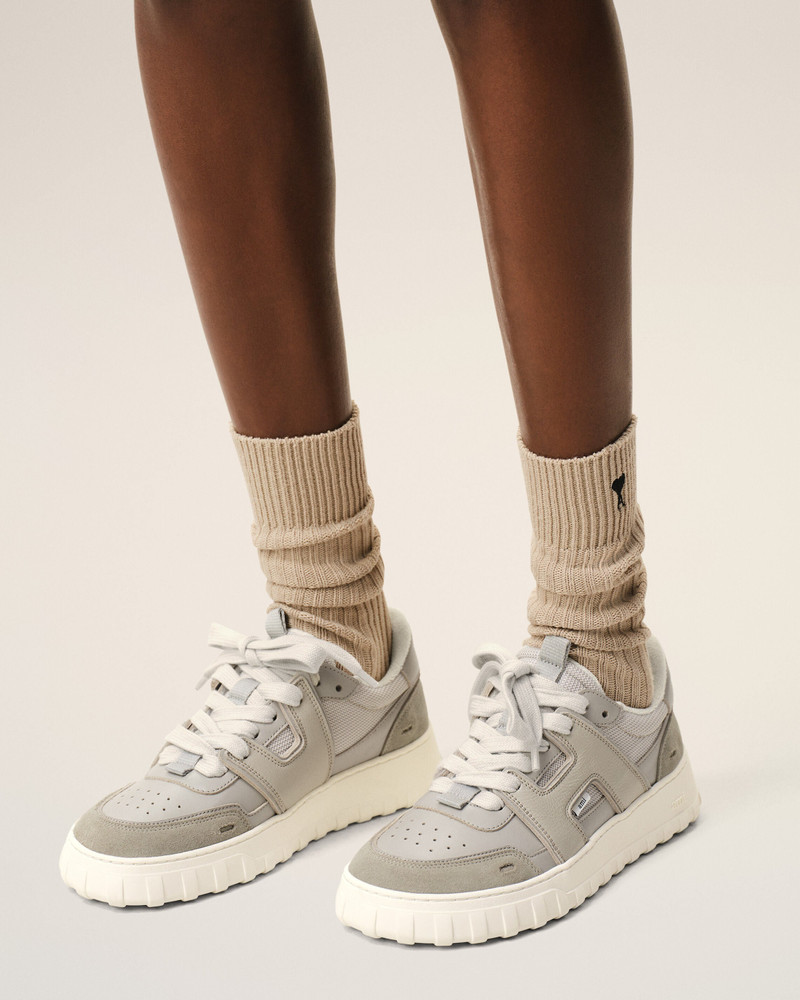 AMI Paris GREY COWHIDE LEATHER A WALK SNEAKERS outlook